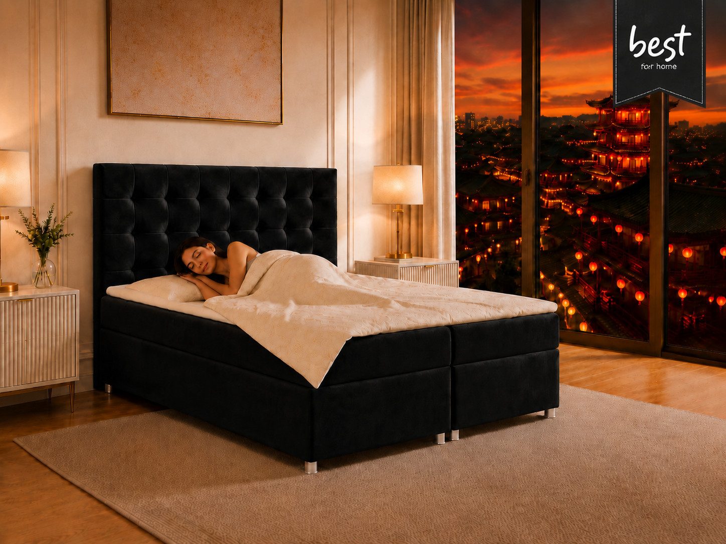 Best for Home Boxspringbett Trinity K-9 mit Stauraum & 7-Zonen Komfort – modern & komfortabel (Komplett-Set, 1-St., 140x200 160x200 180x200 200x200 cm), Handwer – Bild 2 von 5