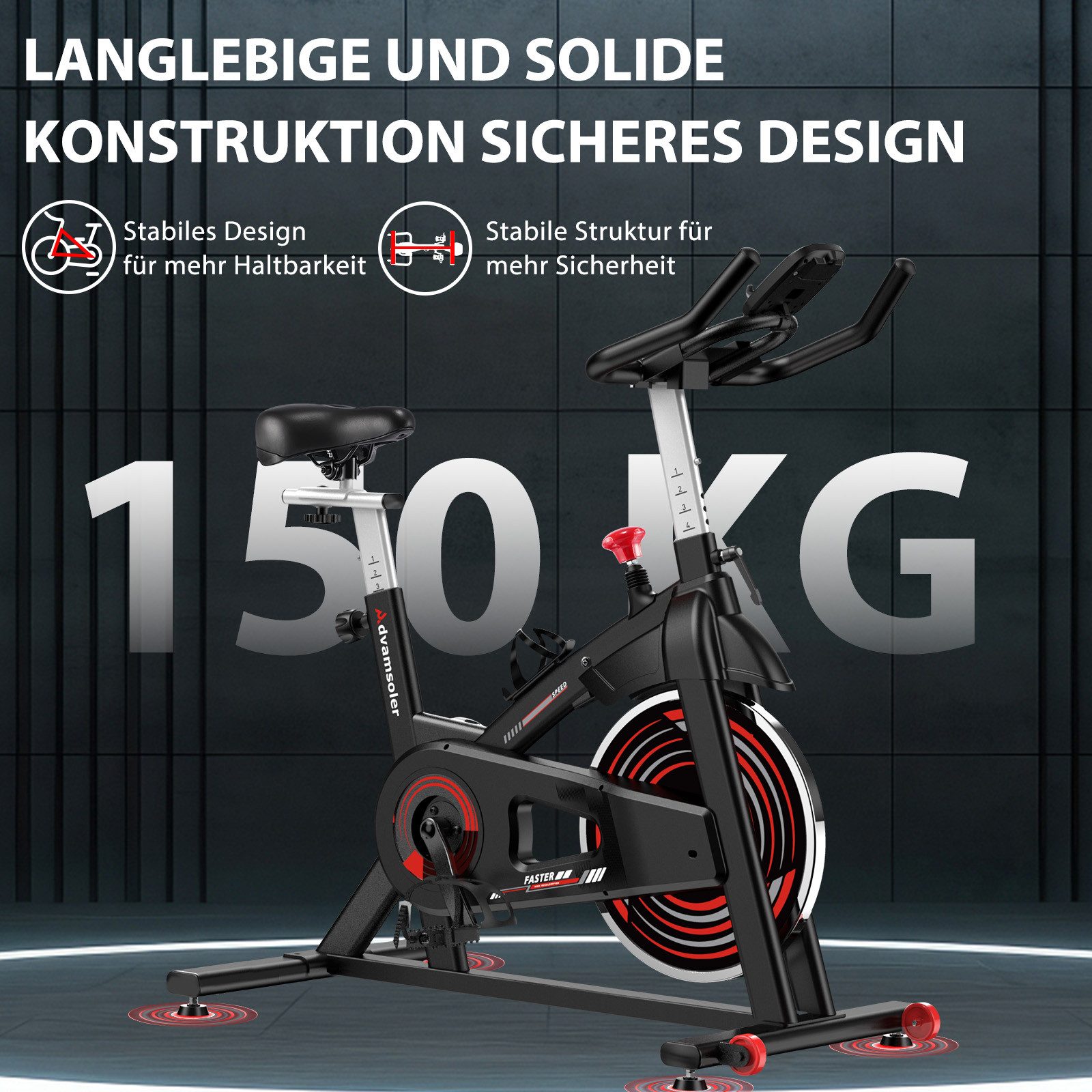 Advamsoler Heimtrainer Indoor-Fahrrad für das Heim-Fitnessstudio, Indoor Cycling Spin Bike (1-tlg., mit App & LCD-Display & Tablet-Halterung), für Fitness-Cardio-Workout
