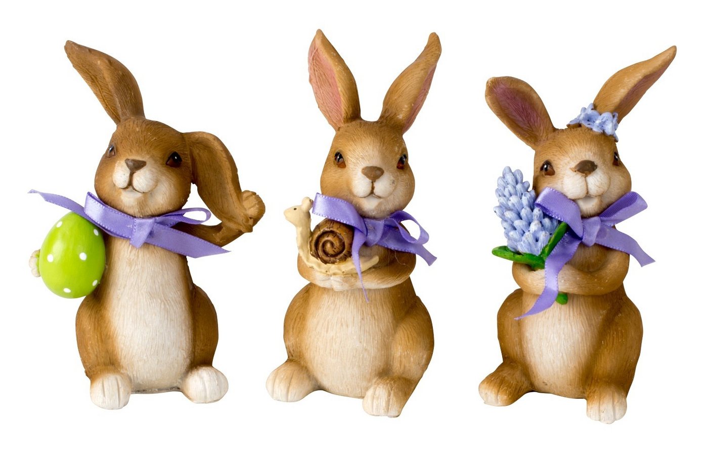 MF Osterfigur Osterhase Lino 3er Set stehend Dekofiguren mit Schleife (3 St)