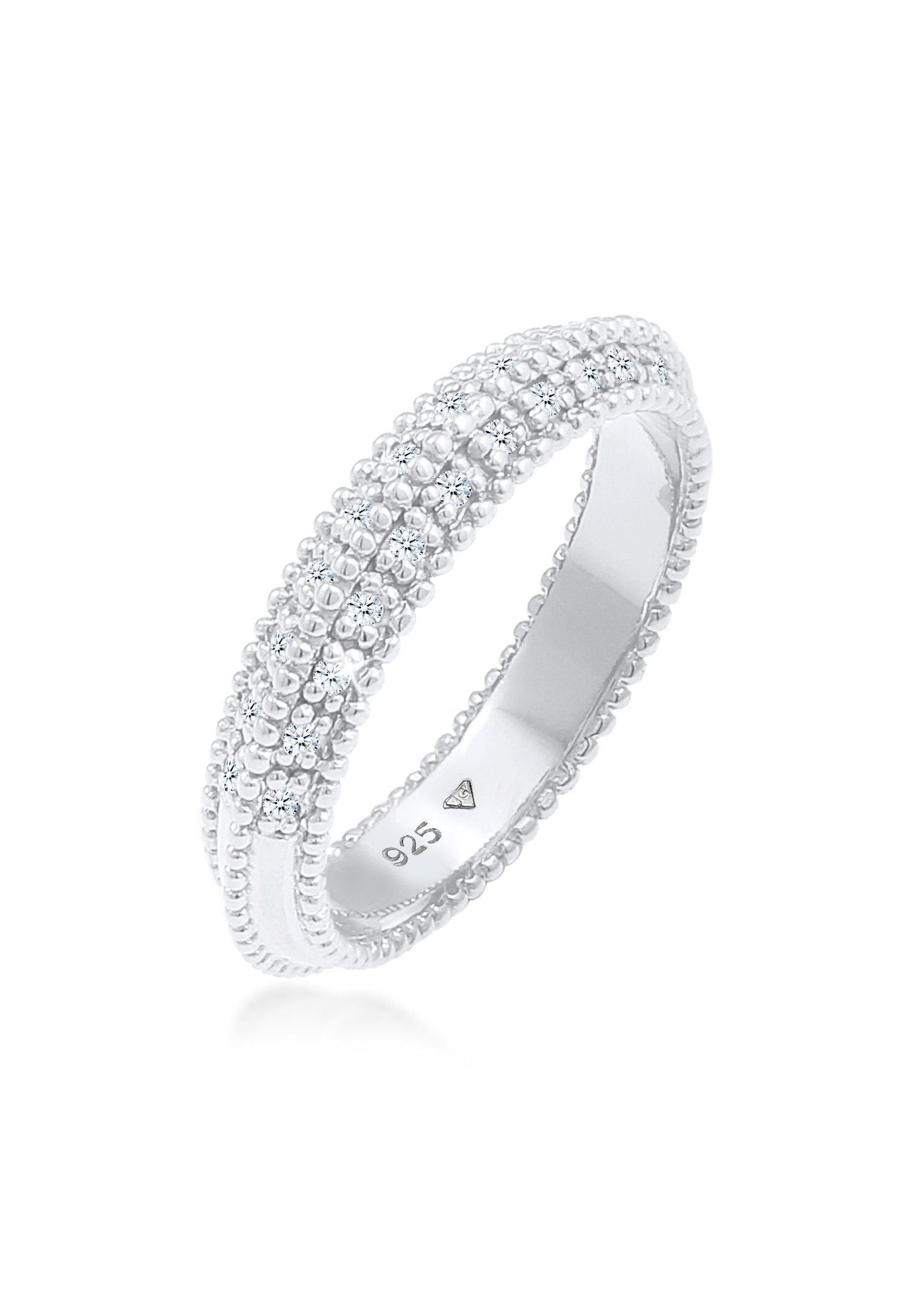 Elli DIAMONDS Verlobungsring Diamant (0.12 ct) Kugeln Bandring 925er silber