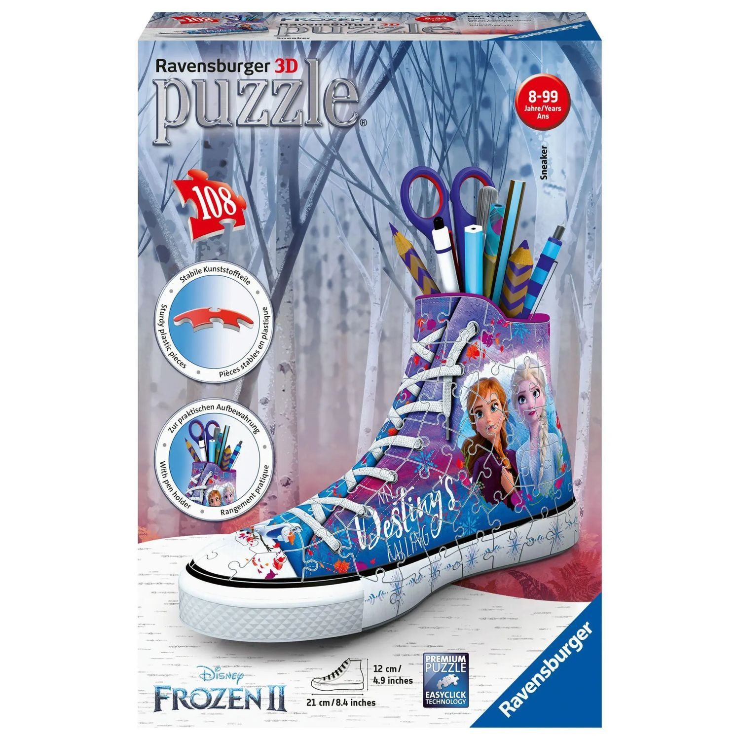 Ravensburger Puzzle Ravensburger 3D Puzzle 12121 Sneaker Disney Frozen 2 - Praktischer..., 108 Puzzleteile