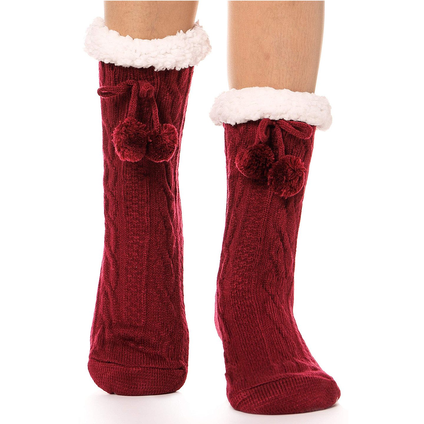 Coonoor Haussocken Kuschelige Damen Haussocken Winter mit Anti-Rutsch-Sohle (1-Paar) Dicke Flauschsocken – Warme Haussocken & Hüttensocken