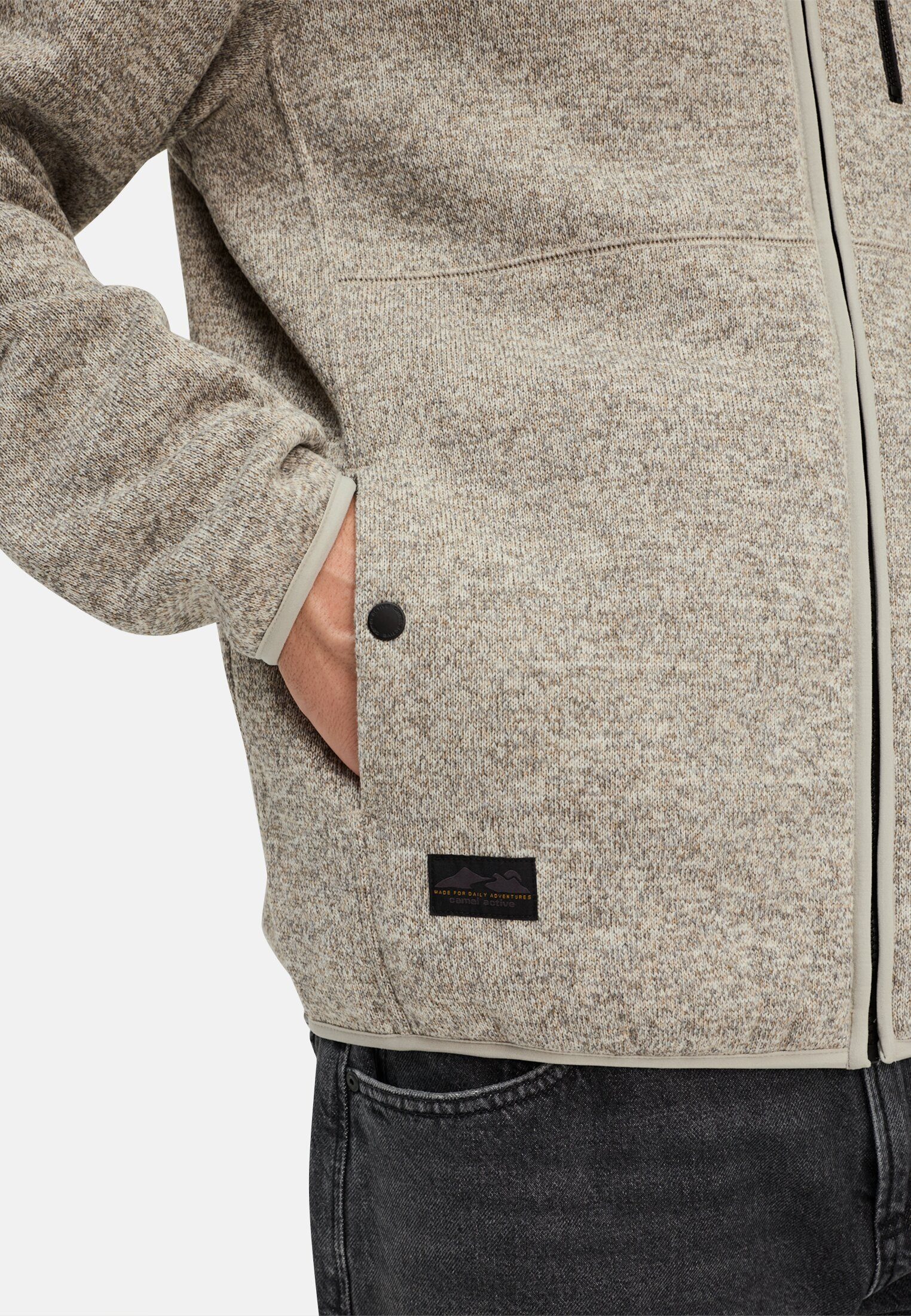 camel active Strickjacke mit Stehkragen Langarm Stehkragen