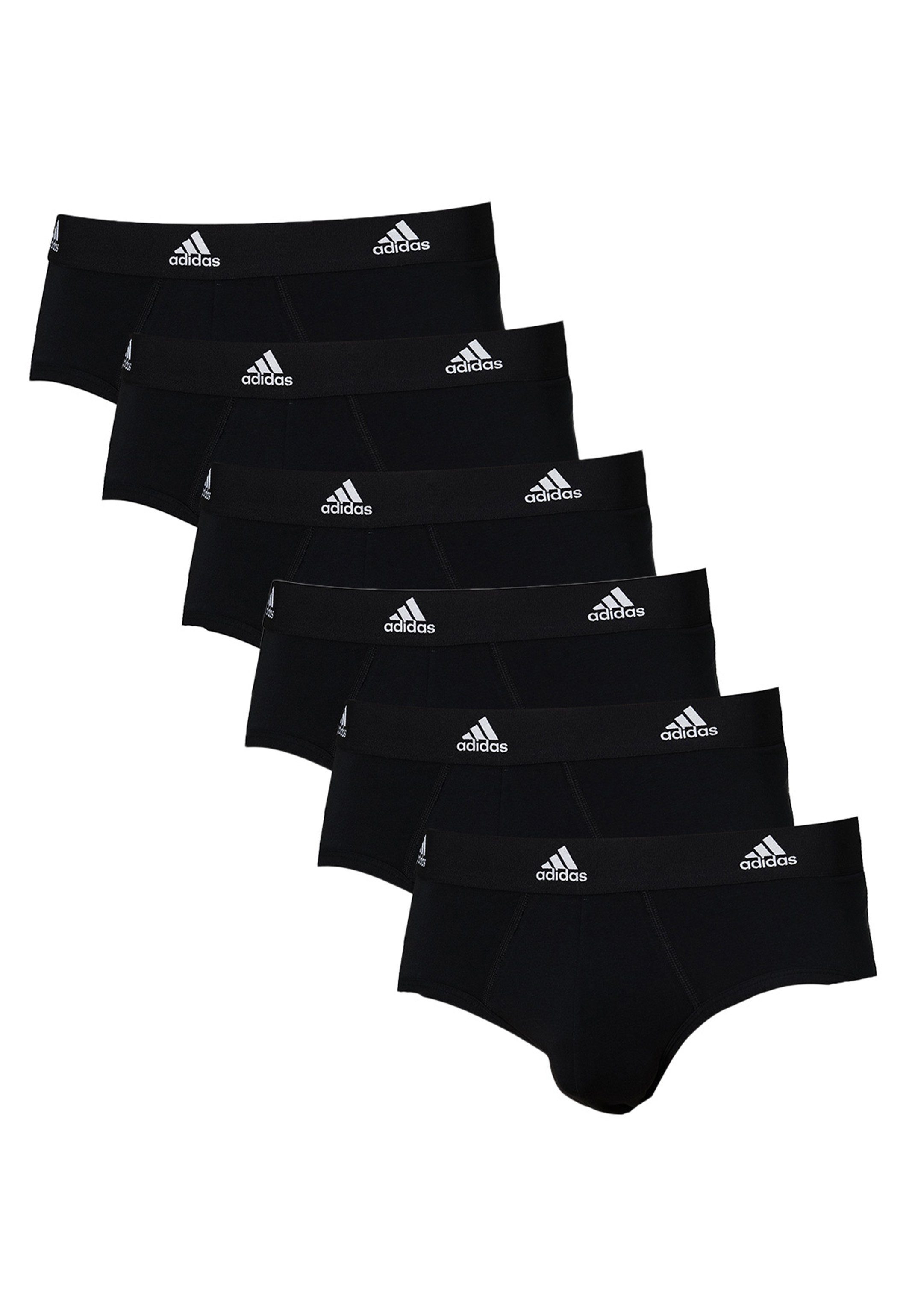 adidas Sportswear Slip 6er Pack Active Flex Cotton (Spar-Set, 6-St) Slip / Unterhose - Baumwolle - Ohne Eingriff - Weiche Nahtverarbeitung Schwarz