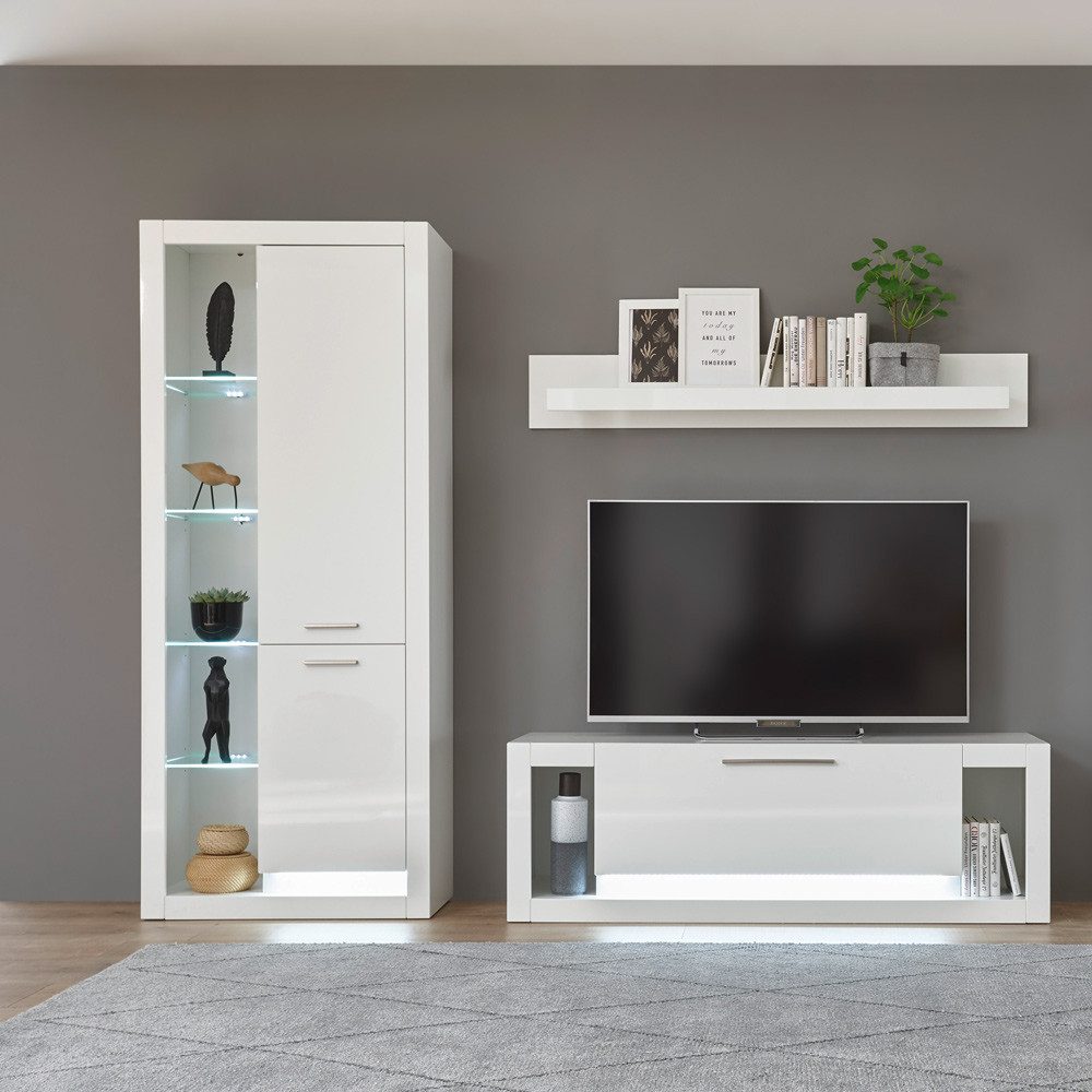 Lomadox Wandregal Mailand-61, Wandboard Bücherregal Ablage wandhängend 150cm in weiß hochglanz