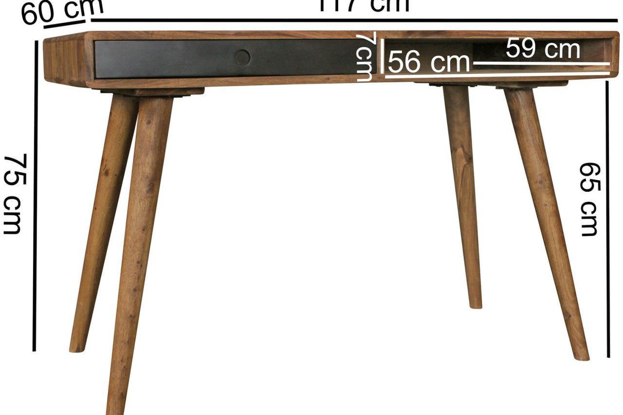 Schreibtisch tinkaro Braun/Schwarz Massiv ORJE Holz