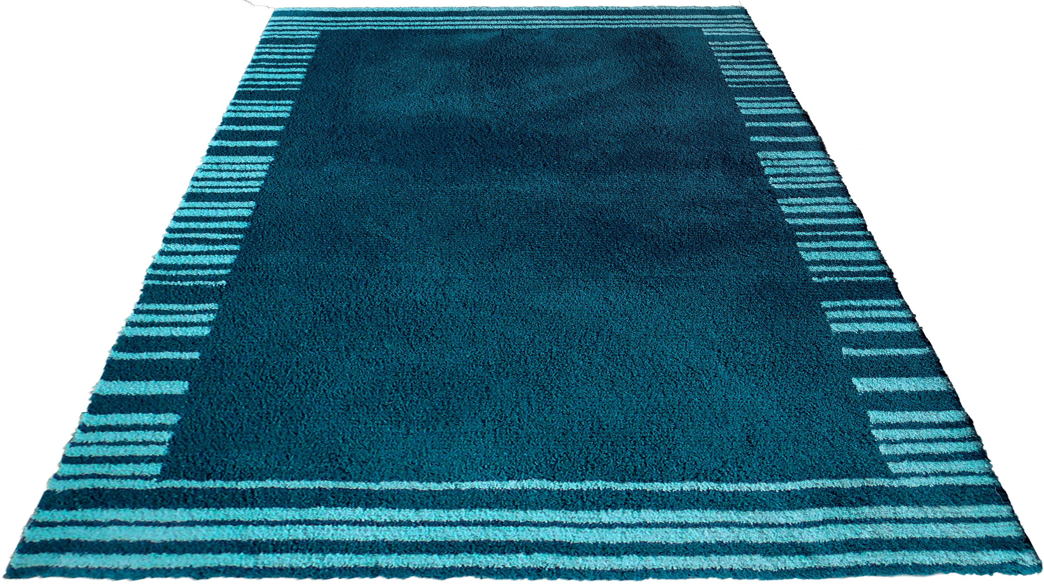 Teppich Cameo, Bruno Banani, rechteckig, Höhe: 20 mm, angenehme Haptik, mit Bordüre, Wohnzimmer, Schlafzimmer, Kinderzimmer blau