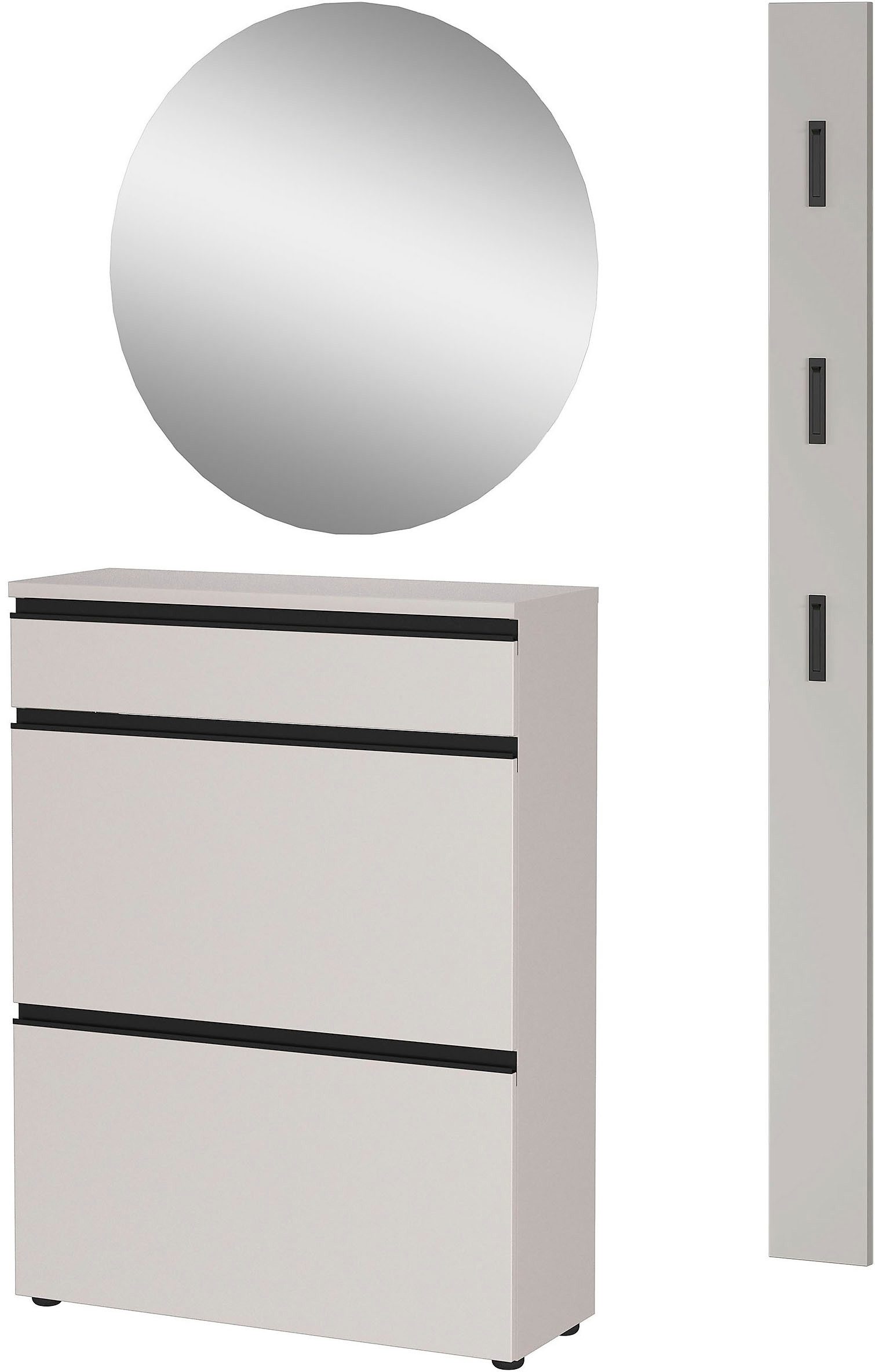 GERMANIA Garderoben-Set GW-Baldone, (3-St), mit großem o. kleinen Spiegel, Tiefe: 30 cm, für schmale Flure