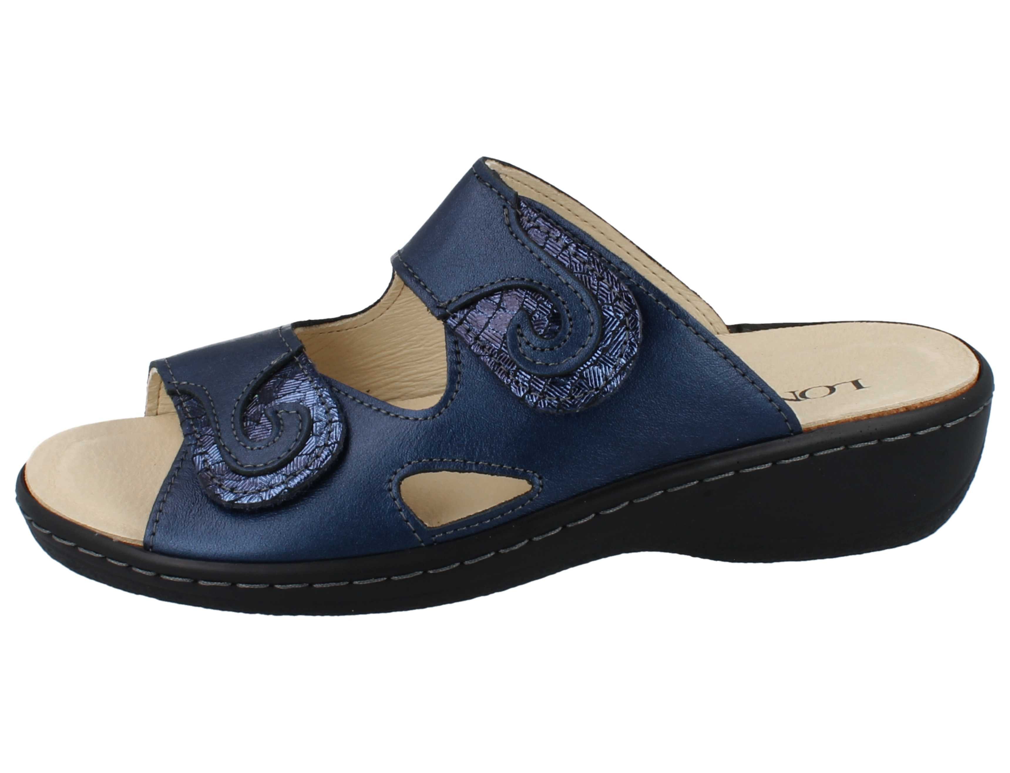 Longo LONGO Damen Pantolette blau marine Nubukleder - Größe: 40 Pantolette Wechselfußbett
