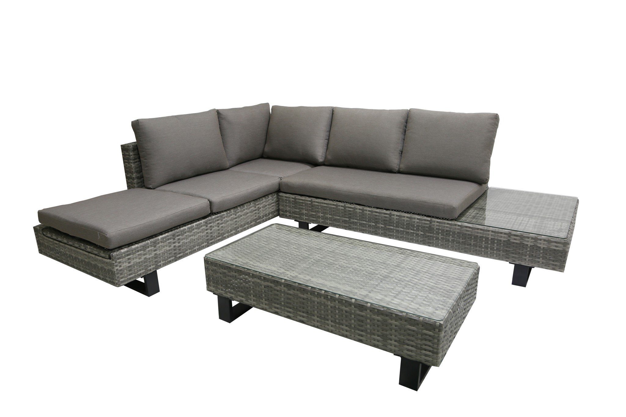 Lounge Garden Aluminium/ Optikmöbel (1-tlg), Sitzgruppe Sitzgruppe, 3-tlg. Kunststoffgefl Pleasure Rattan Eckgruppe Luxus Sofa,