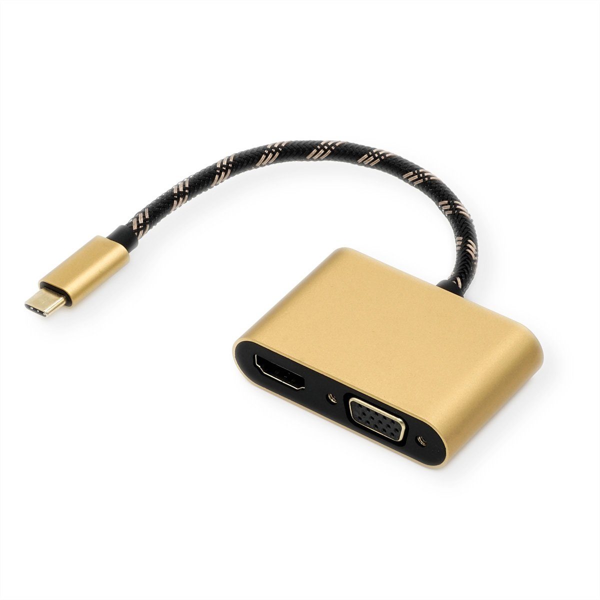 GOLD Display Adapter USB Typ C - VGA + HDMI Audio- & Video-Adapter