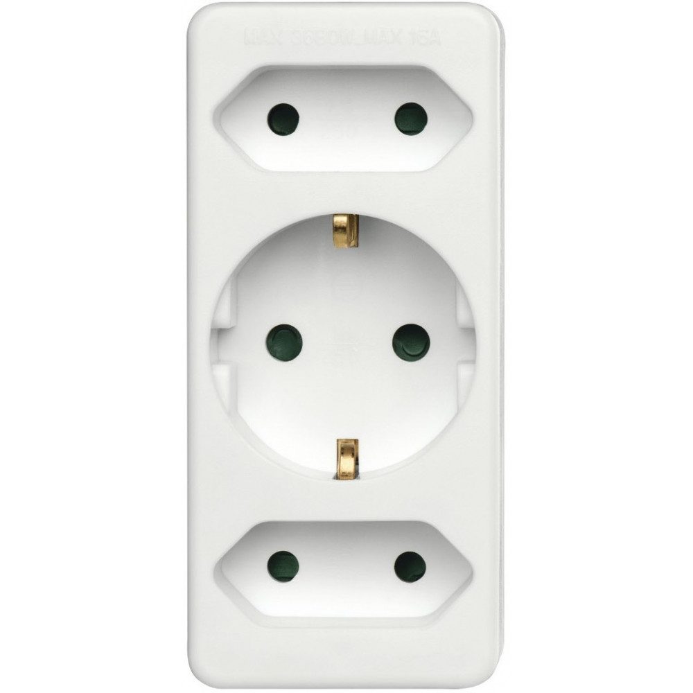 Hama Hama 3-fach Steckdosenadapter mit Schutzkontakt und Euro-Steckd. Stromadapter 2x Euro-Kupplung, 1x Schutzkontakt-Kupplung zu 2x Euro-Kupplung