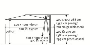 Schneider Schirme Ampelschirm Rhodos Grande, LxB: 400x300 cm, natur, rechteckig, ohne Wegeplatten