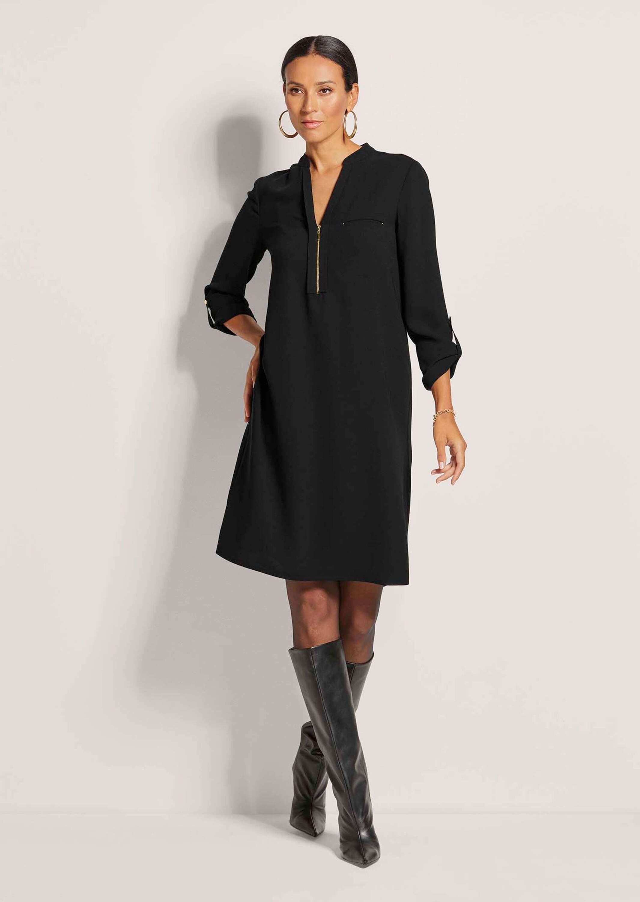 MADELEINE Maxikleid Shirtkleid mit Rundhals mit V-Schlitz Blusenkleid mit i günstig online kaufen