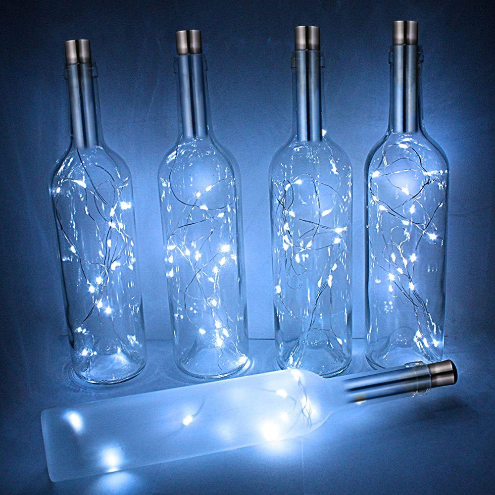 Rosnek LED-Lichterkette 1.5/2M, 15/20LEDs, für Party Hochzeit Valentinstag, Weinflasche Korken Licht Weiß