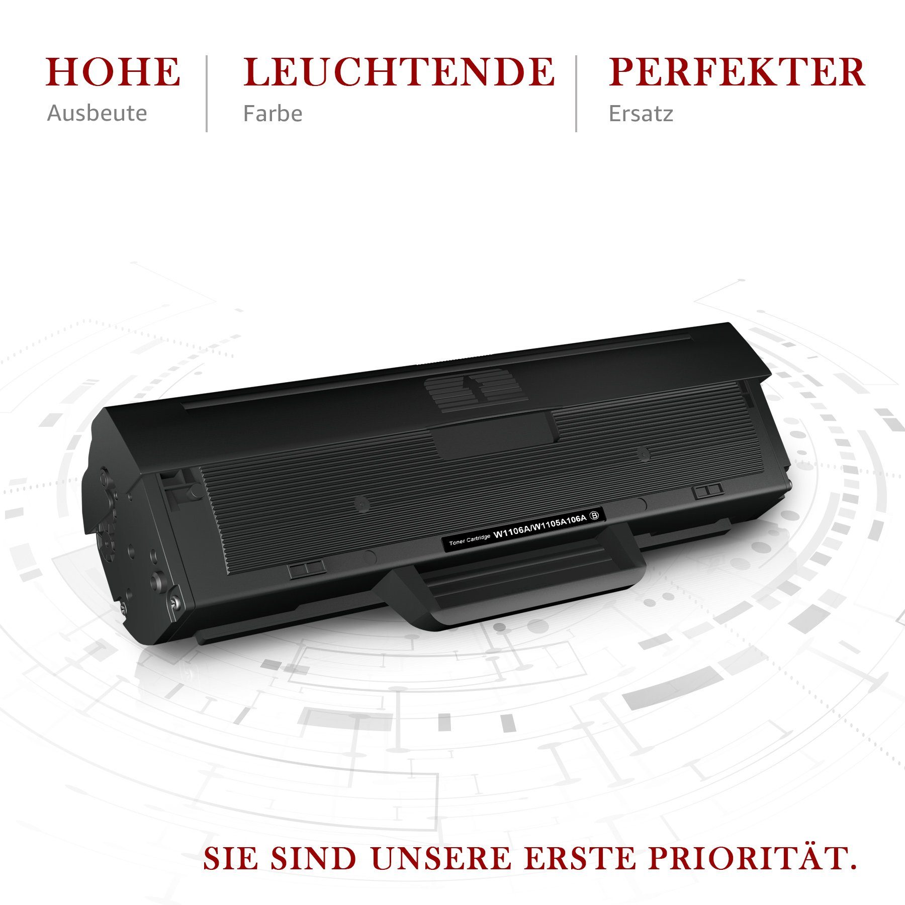 Toner Kingdom Tonerpatrone für HP (Mit MFP W1106A, 1-St), Laser 106A 107a 137fnw chip, 135wg 135a