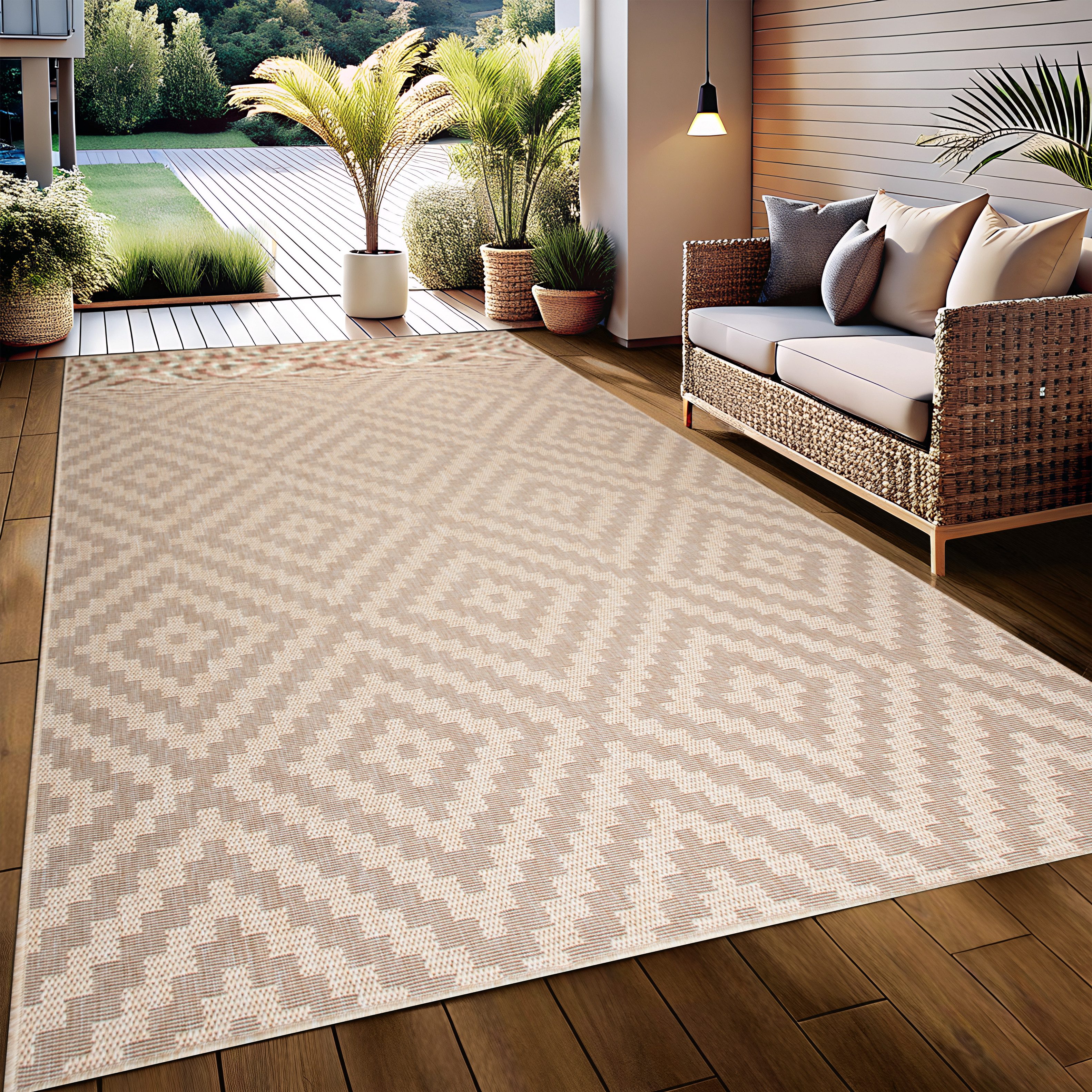 OTTO home Teppich Cordoba auch als Läufer erhältlich, rechteckig, Höhe: 3 mm, In- und Outdoor geeignet, Sisal-Optik, Wetterfest & UV-beständig, Boho