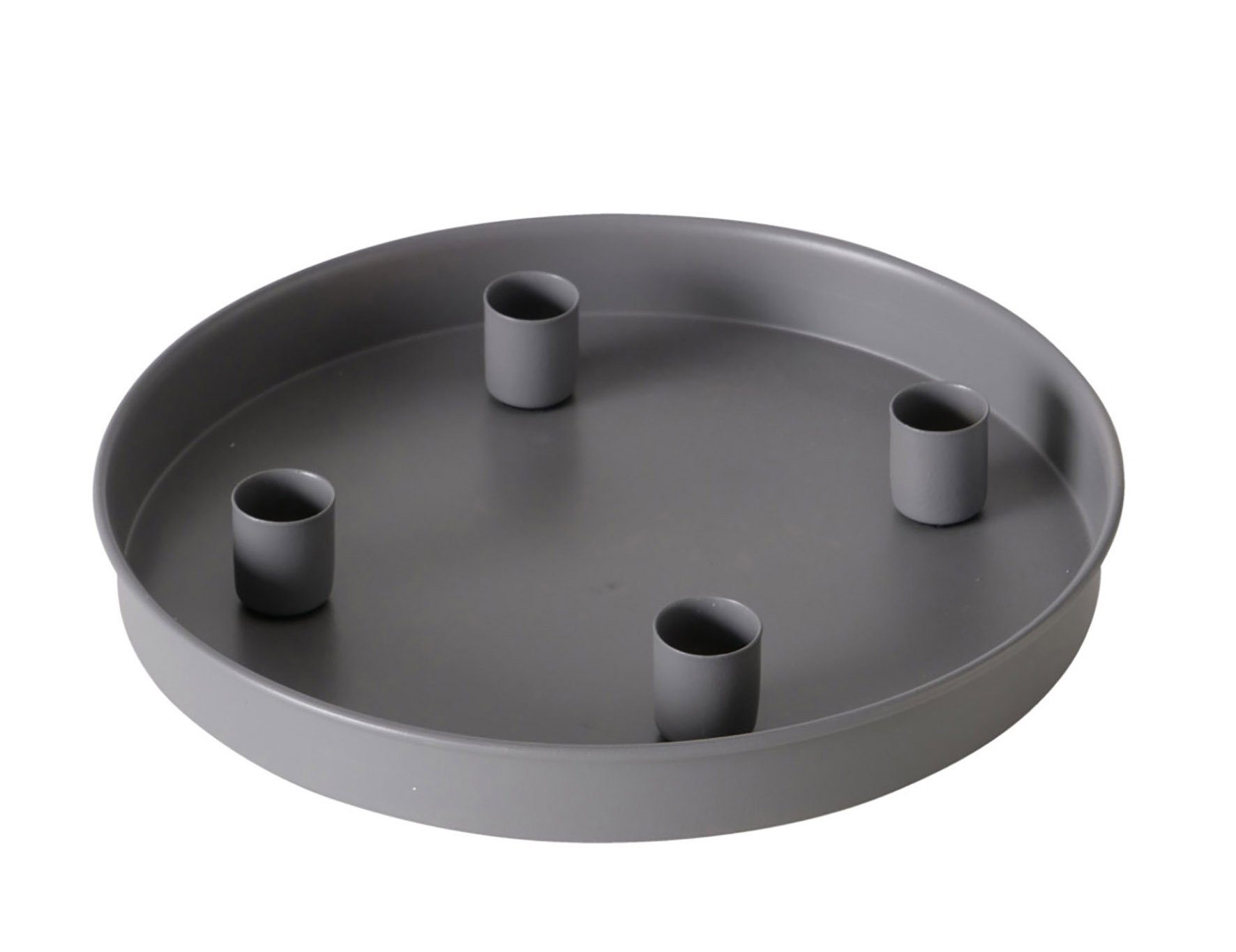 Spetebo Kerzentablett Magnet Kerzentablett für Stabkerzen 25 cm - grau (Packung, 1 St., 1x Tablett + 4x Торшеры)