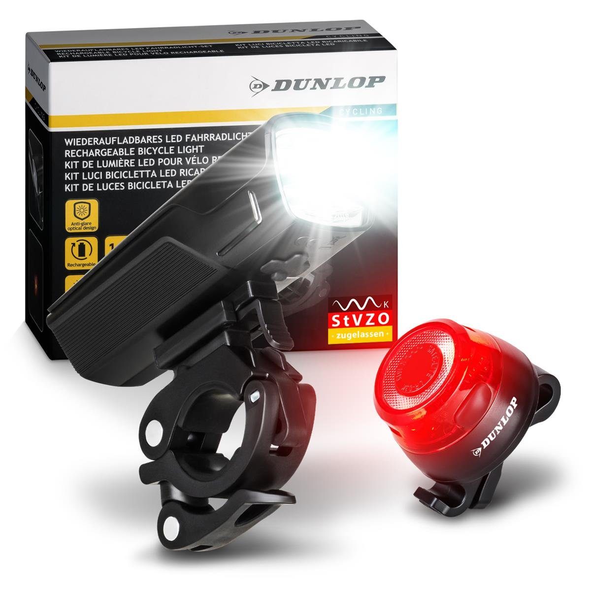 Dunlop Fahrradbeleuchtung Dunlop Fahrradlicht Fahrrad Licht - Extra helles LED Licht Hochleistun