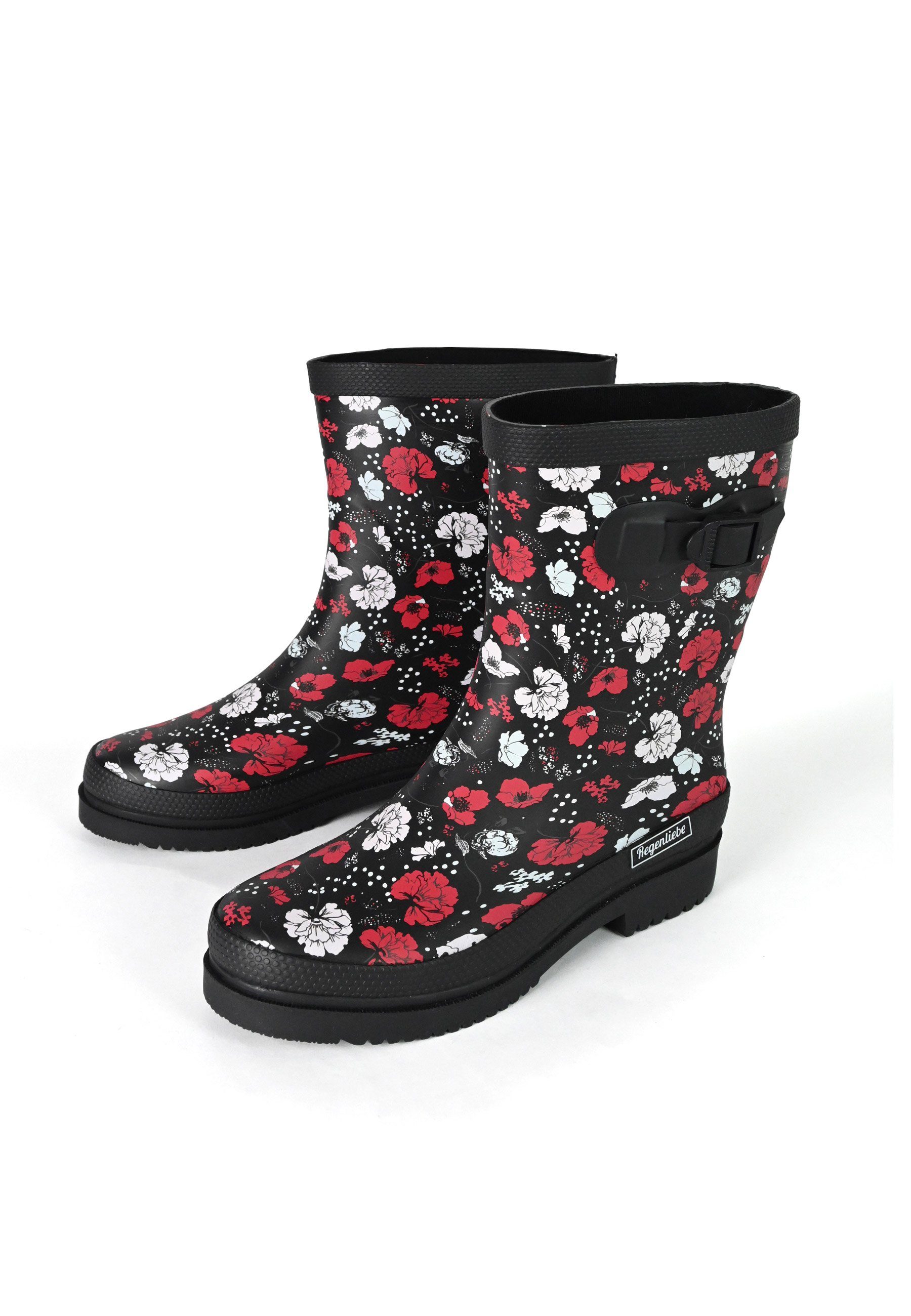 Regenliebe Blossom Night Gummistiefel Halbschaft Stiefel mit Blütenmuster