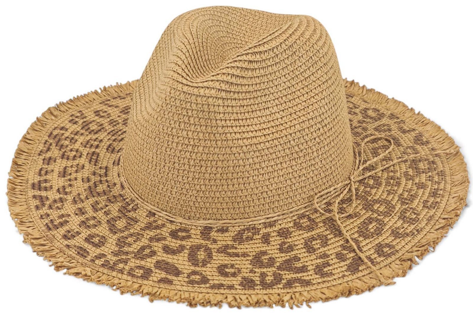 styleBREAKER Sonnenhut Panama Strohhut mit Leoparden Muster (1-St)