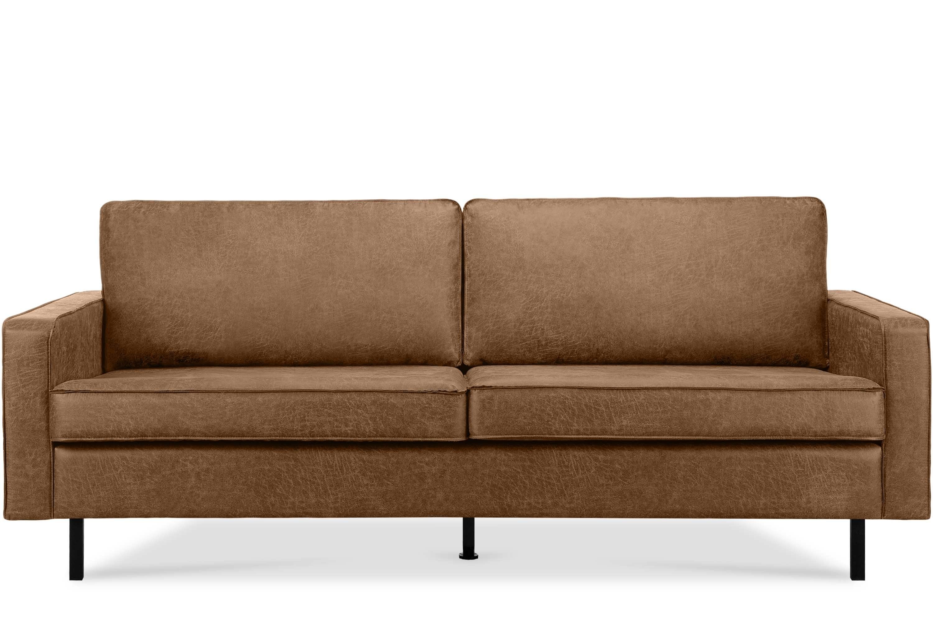 Konsimo 3-Sitzer INVIA Dreisitzer-Sofa, Grundschicht: Echtleder, auf hohen Metallfüßen, Hergestellt in EU braun | braun | braun