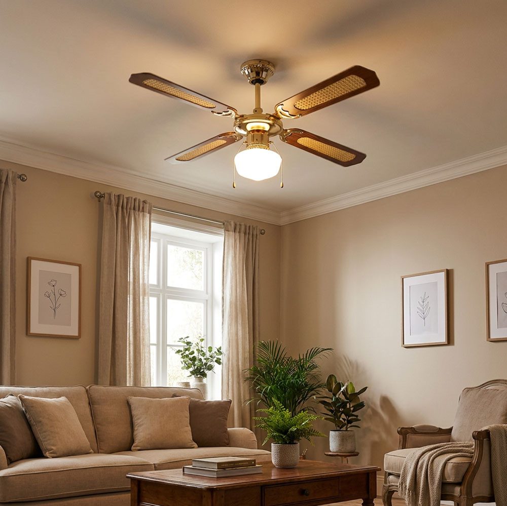 V-TAC Deckenventilator, Deckenventilator Deckenlampe Vor Rücklauf Smart LED dimmbar D 105 cm