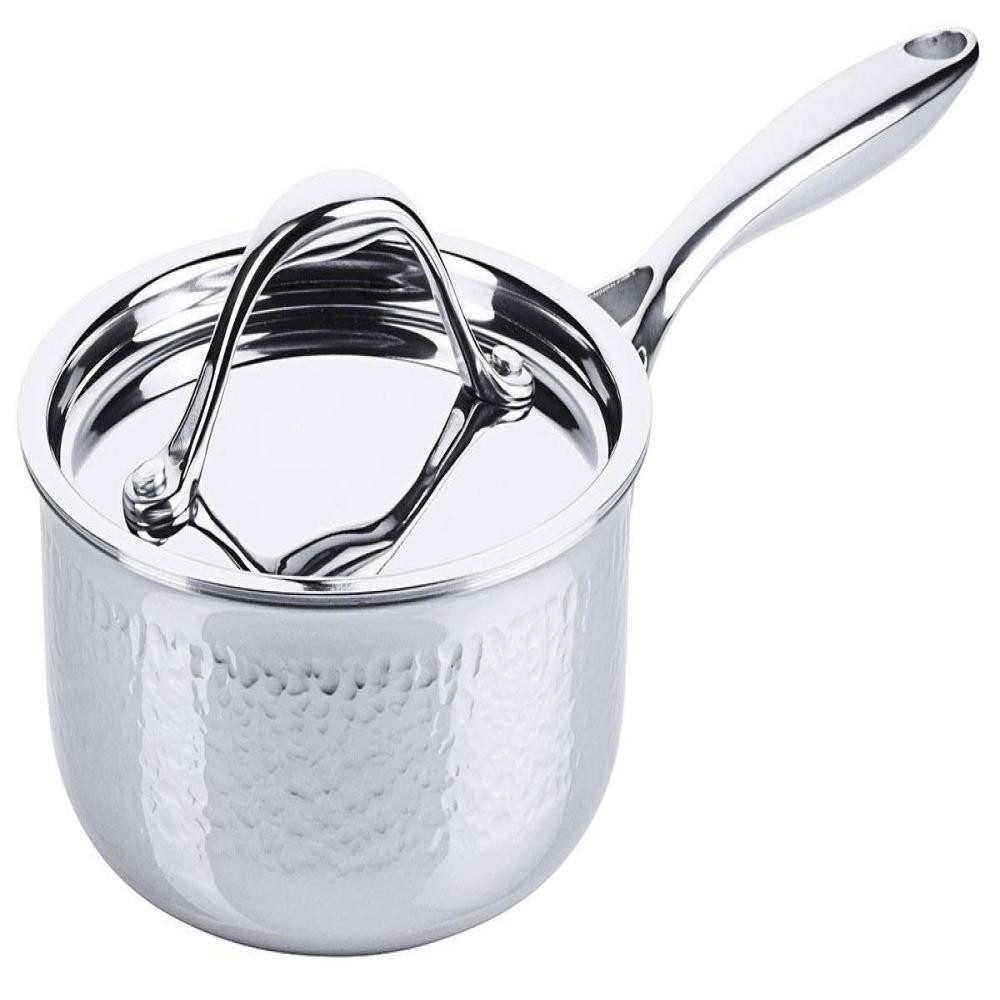 Contacto Kasserolle Contacto Stielkasserolle 16 cm mit Hammerschlag-Oberfläche mit Deckel