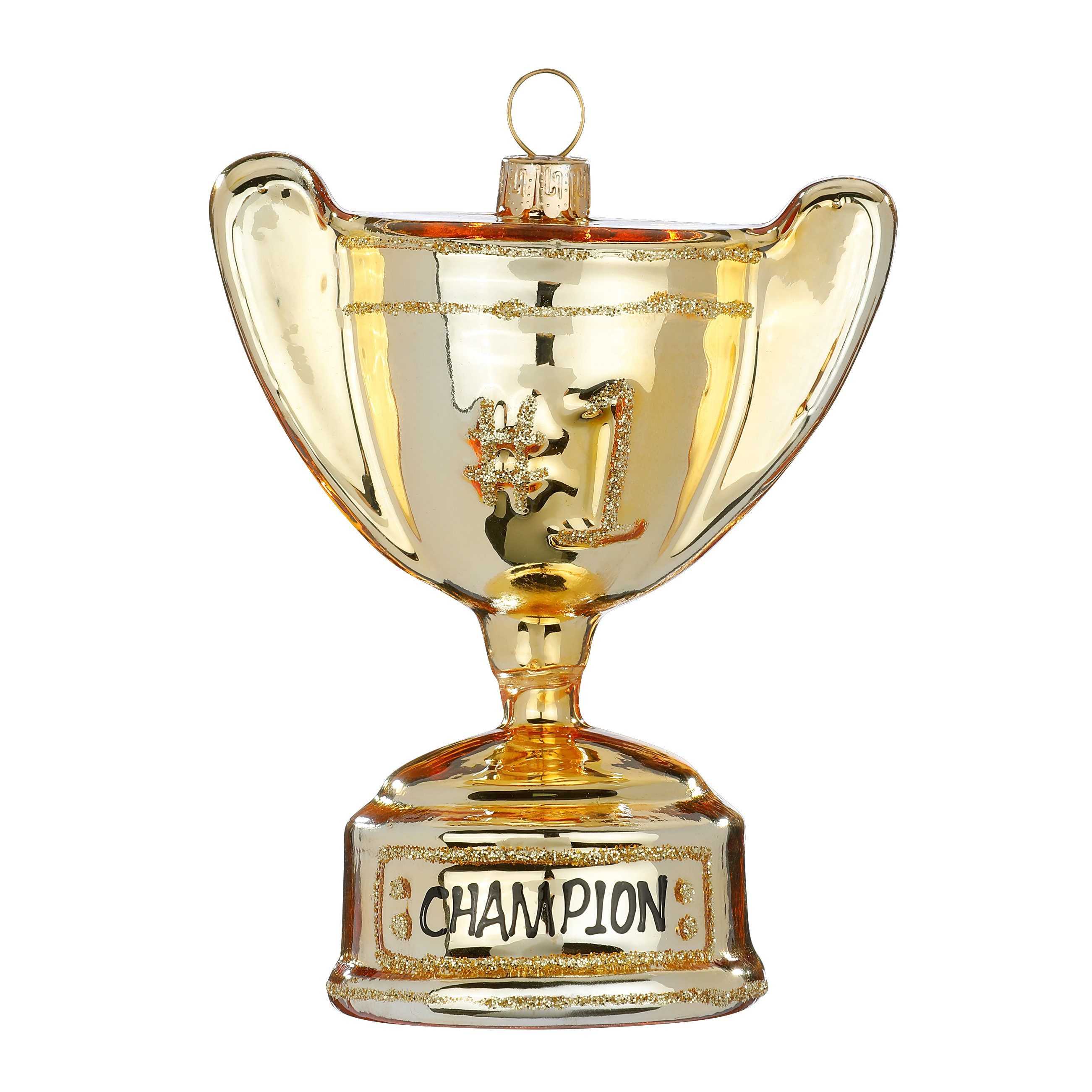 Holly & Jolly Christbaumschmuck, Christbaumschmuck Glas 10cm Pokal Figur Gold