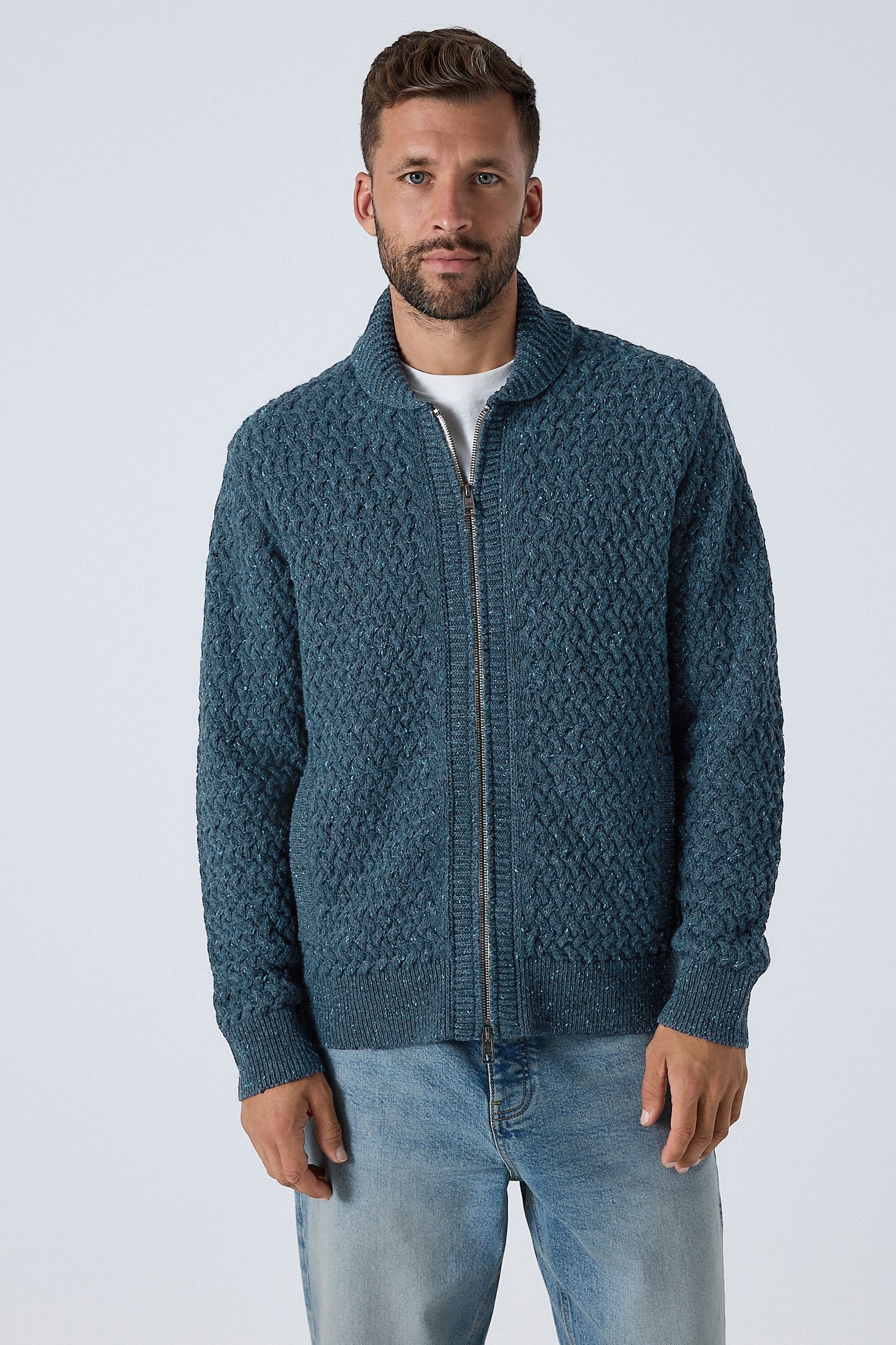 Next Strickjacke Regular Fit Strickjacke mit Reißverschluss (1-tlg)