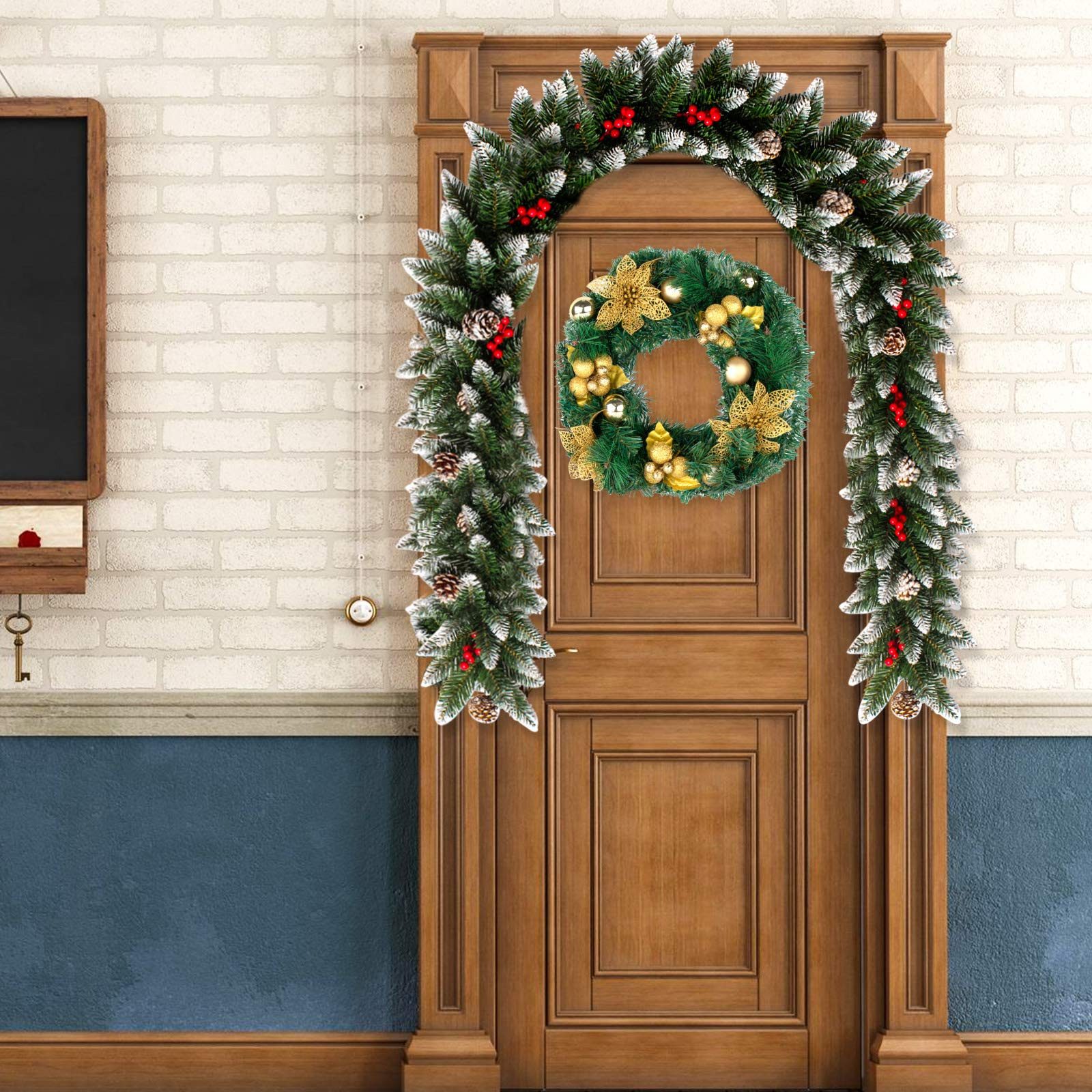 Kunstgirlande Weihnachtsgirlande 2.7 m,Tannengirlande mit Beere,Weihnachten Deko, lindahandel, Höhe 270 cm – Bild 4 von 4