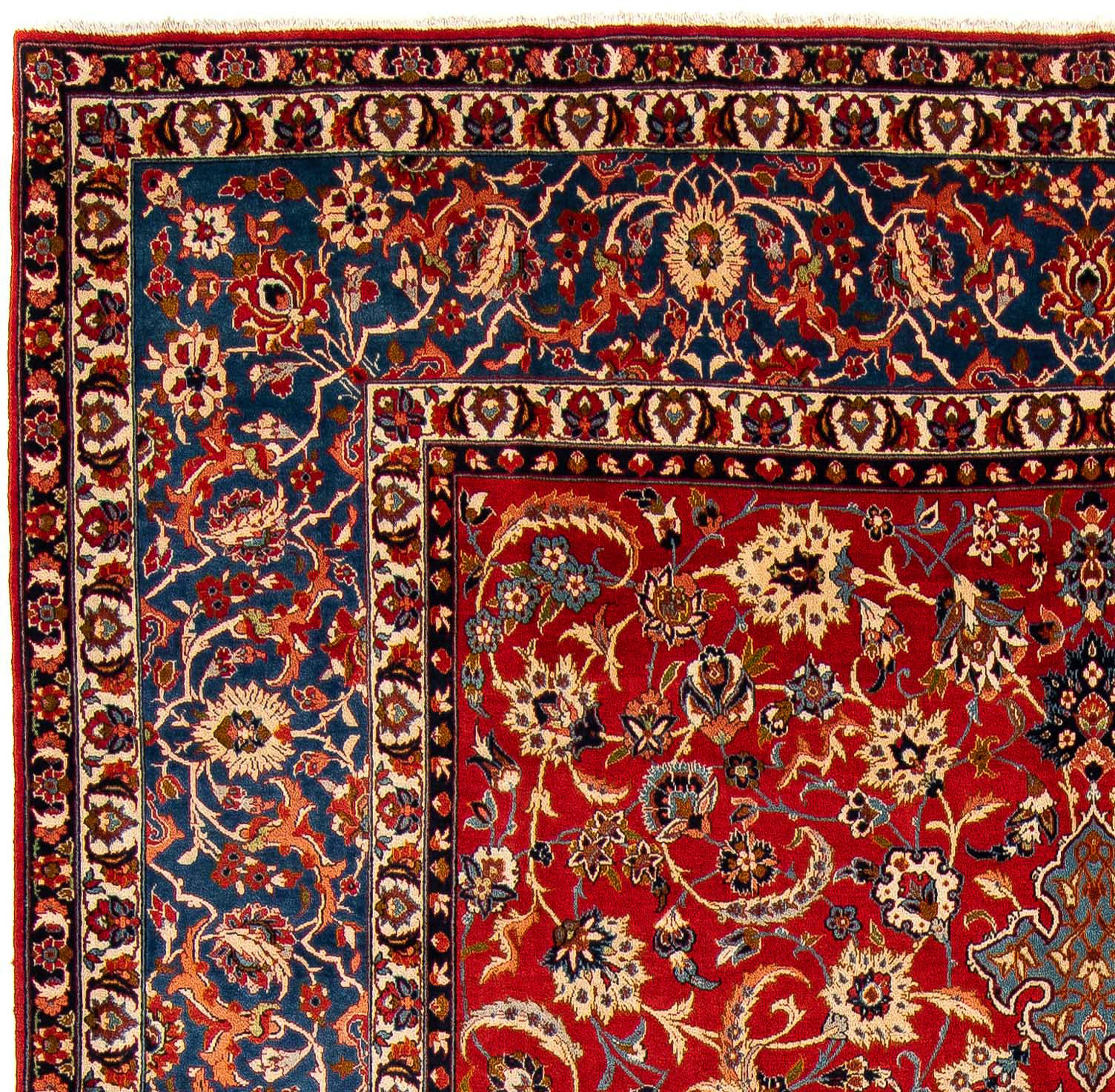 Premium Perser 6 Wohnzimmer, rot, - cm - mit Zertifikat Isfahan morgenland, - Orientteppich x 302 mm, 412 Einzelstück rechteckig, - Handgeknüpft, Höhe: