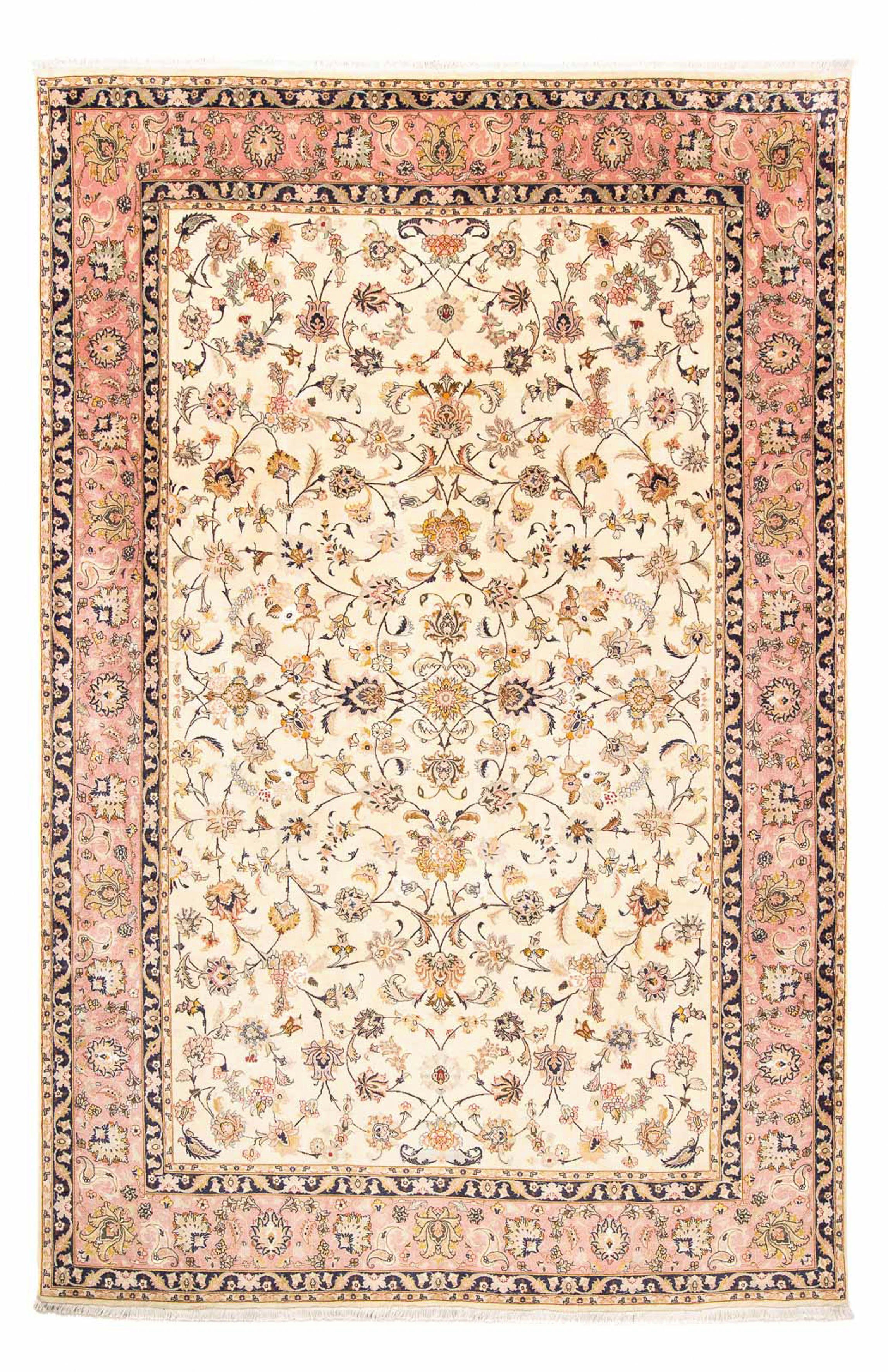 Orientteppich Perser - Täbriz Royal Höhe: - beige, 202 mm, Zertifikat - morgenland, Wohnzimmer, mit rechteckig, cm Handgeknüpft, 7 x - 292 Einzelstück