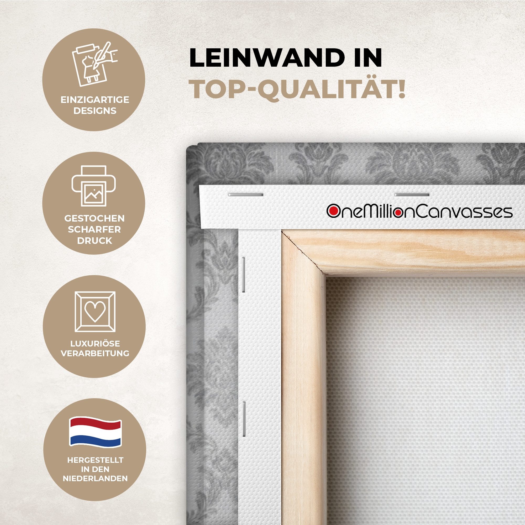 OneMillionCanvasses® Leinwandbild Chic - Frau - Schwarz - Weiß, Fotodruck (1 St), Leinwand Canvas Wandbild, Wanddekoration 20x30 cm