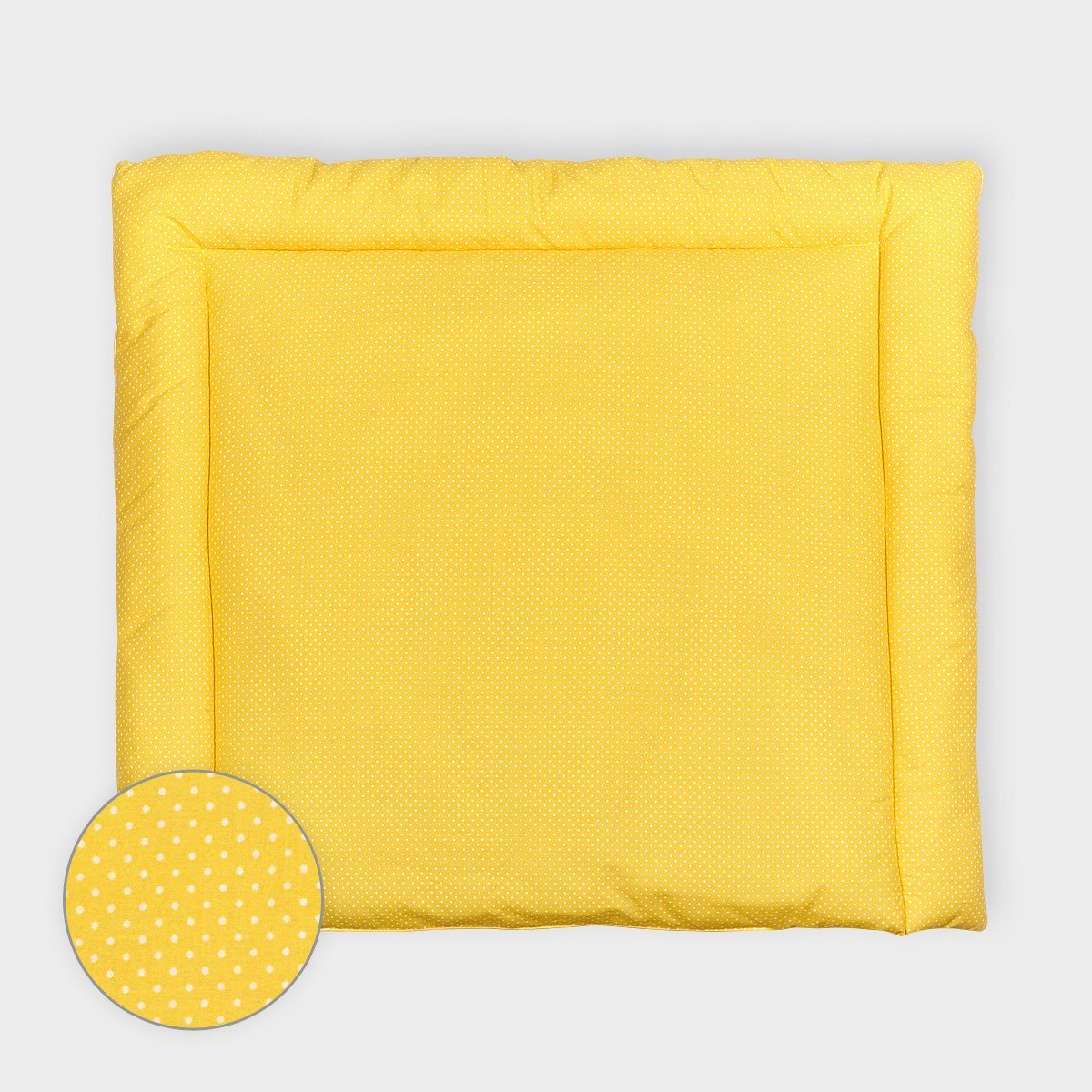 KraftKids Wickelauflage weiße Punkte auf Gelb, extra Weich (500 g/qm), mit antiallergenem Vlies gefüllt