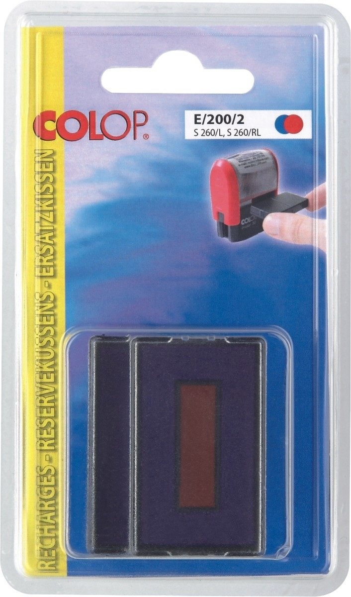 COLOP Stempel Ersatzstempelkissen E200 für Printer Textstempel rot/blau VE=2 Stück