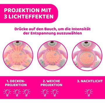 Chicco Kuscheltier First Dreams Baby Bär, Rosa, mit Lichtprojektion und Soundfunktion