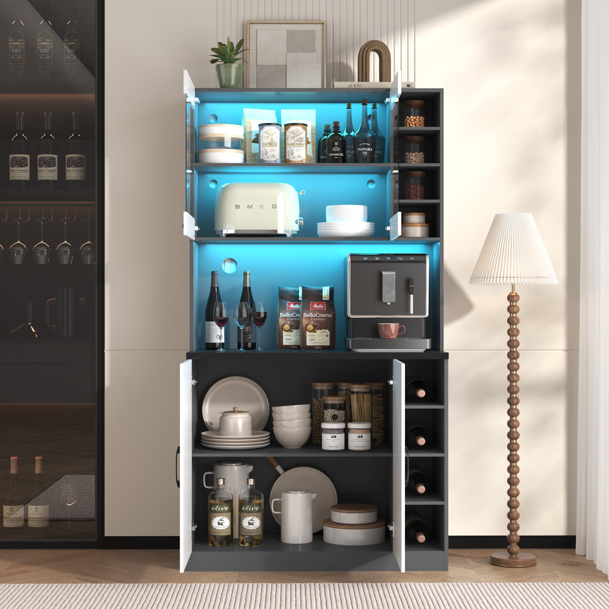 Merax Küchenbuffet Küchenschrank mit LED und günstig online kaufen