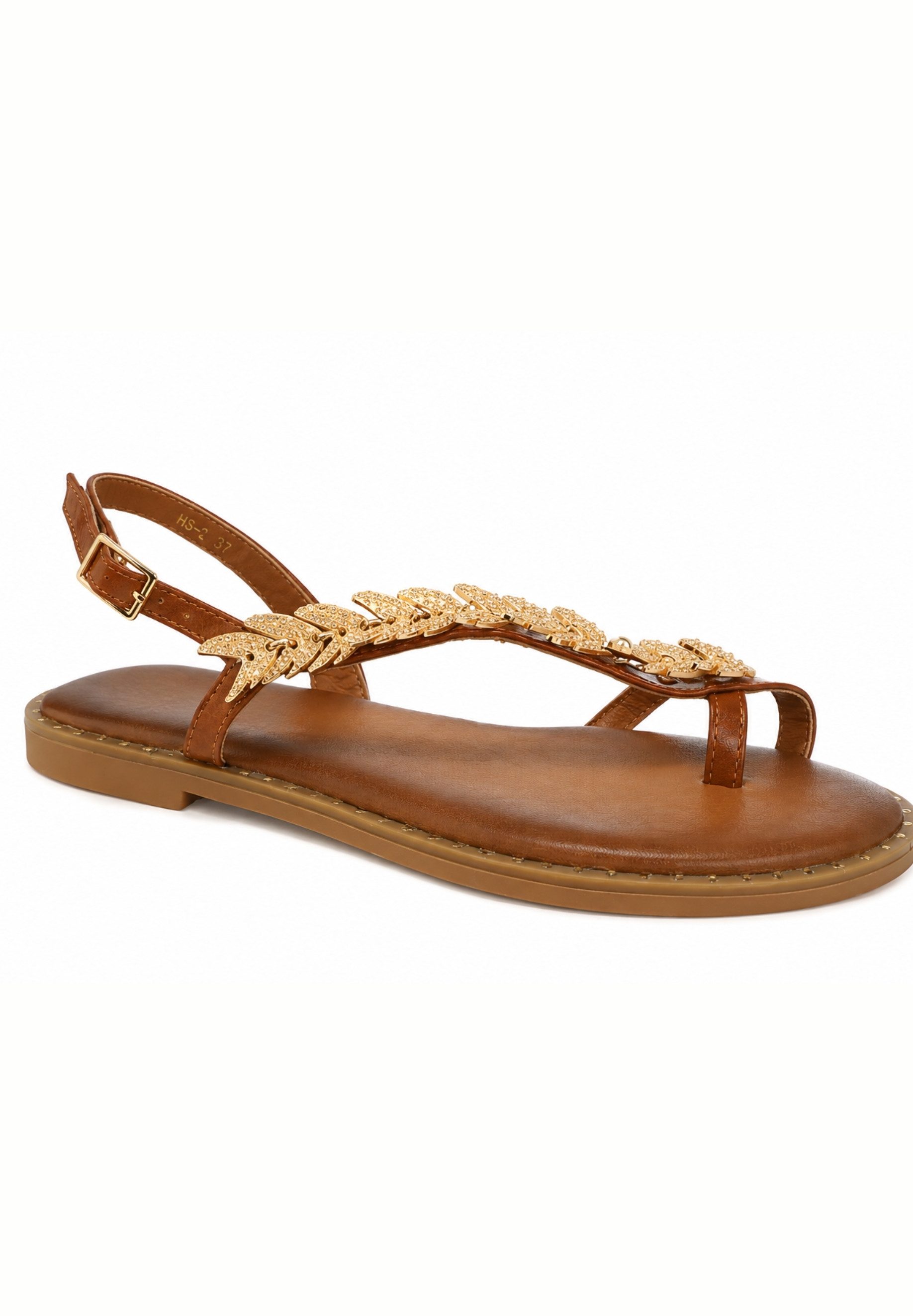 Day Vine Damen Zehentrenner-Sandalen mit Blätterdetails und Fersenriemen Sandalette