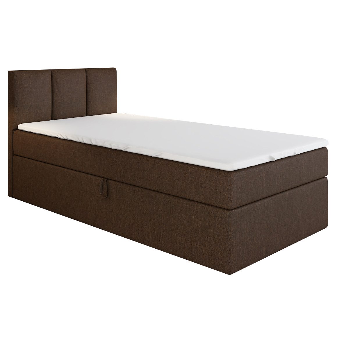 A&J MöbelLand GmbH Boxspringbett Einzelbett NASI mit Bettkasten, Topper und gepolstertem Kopfteil. (Boxspringbett mit Bettkasten und gepolstertem Kopfteil. Inclusive Topper !, TOP ANGEBOT), Länge 208 cm Höhe 106 cm