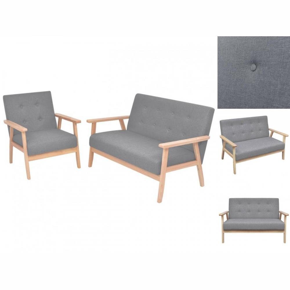 vidaXL Sofa Sofa-Set 2-tlg Stoff Hellgrau