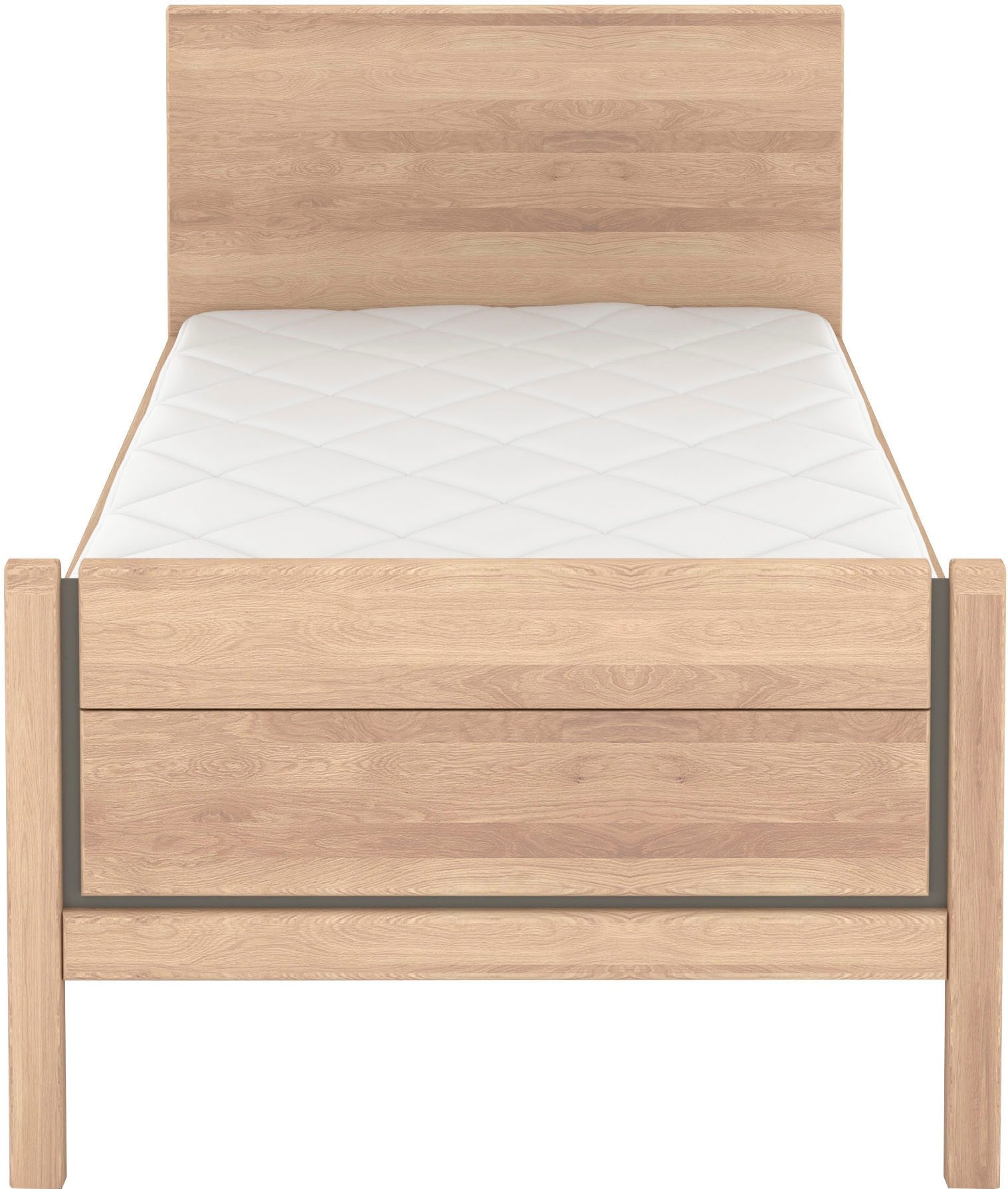 Musterring Holzbett Sorrent, Bettgestell, Bettrahmen, teilmassiv Eiche (MADE IN GERMANY), Eiche teilmassiv, Liegehöhenverstellung, Stollenfußteil