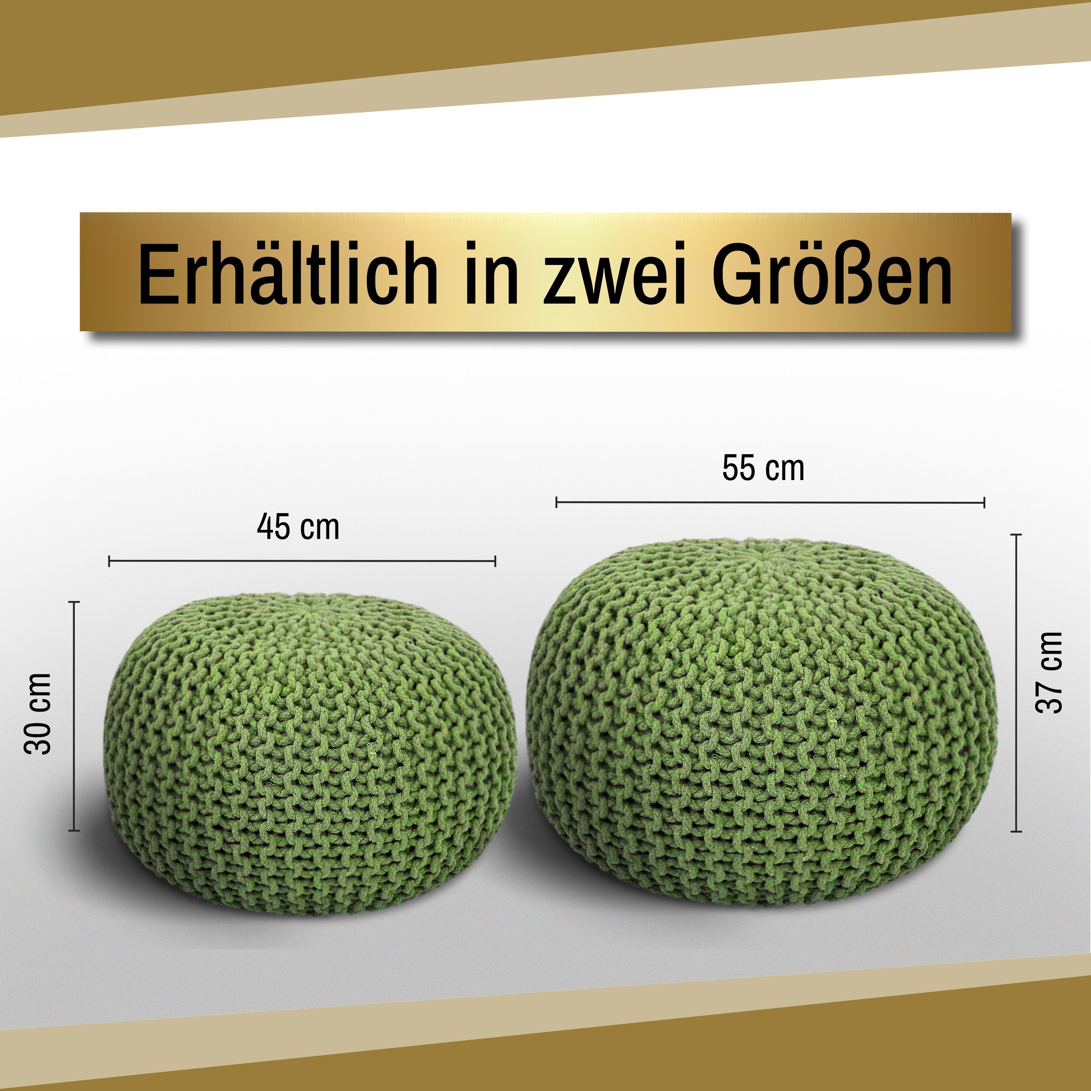ELYFLAIR Pouf 100% Material Grün Handgestrickter ELYFLAIR® aus Pouf recyceltem