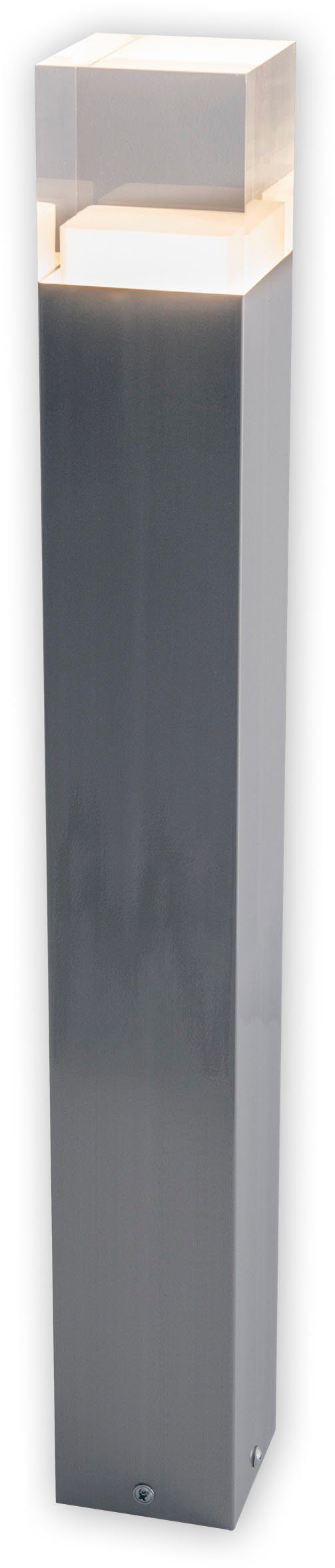 näve LED Außen-Stehlampe Leah, Warmweiß, Edelstahl/Kunststoff in metall blank/opal incl. 15x LED warmweiß IP44