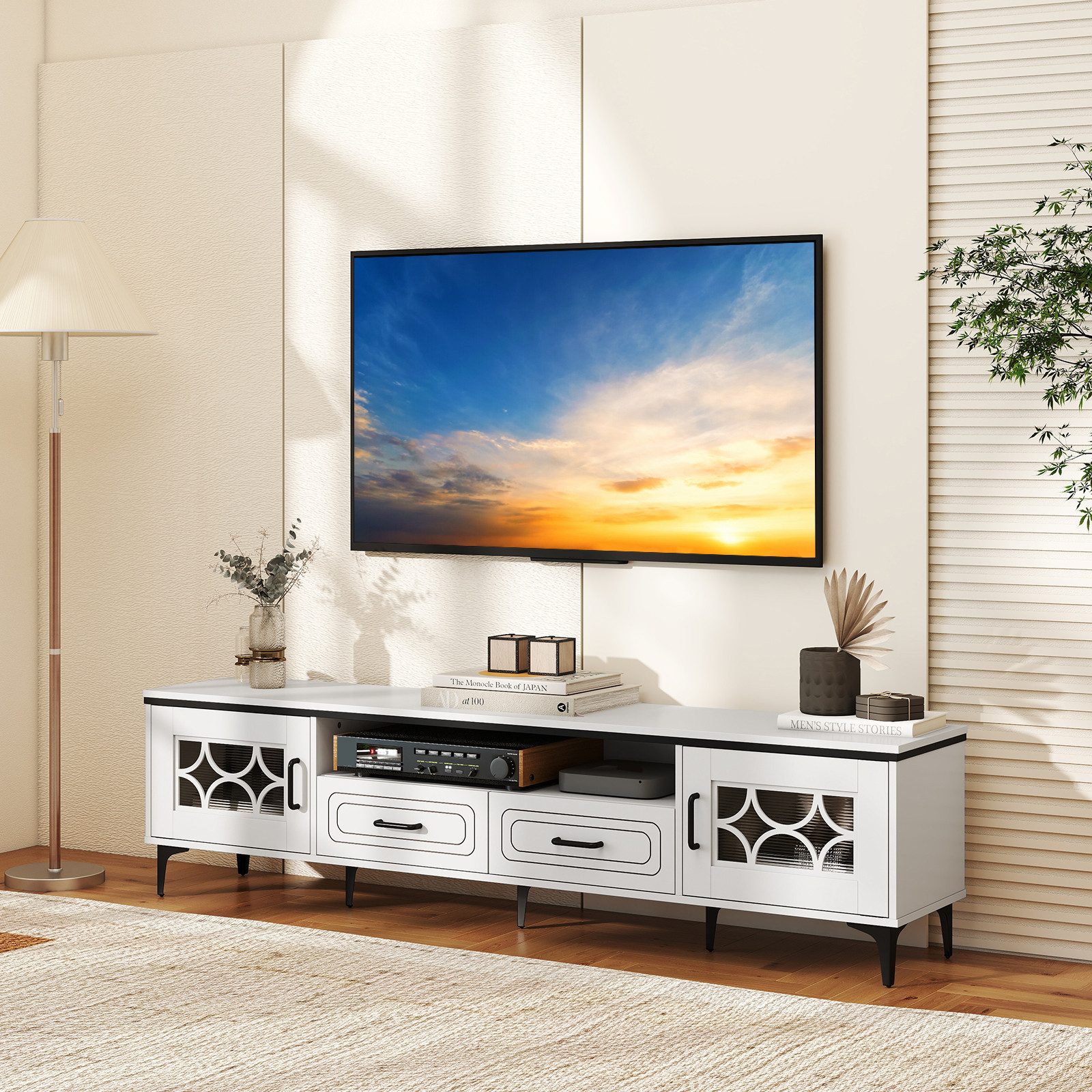 COSTWAY TV-Schrank Holz, Lowboard mit 2 günstig online kaufen