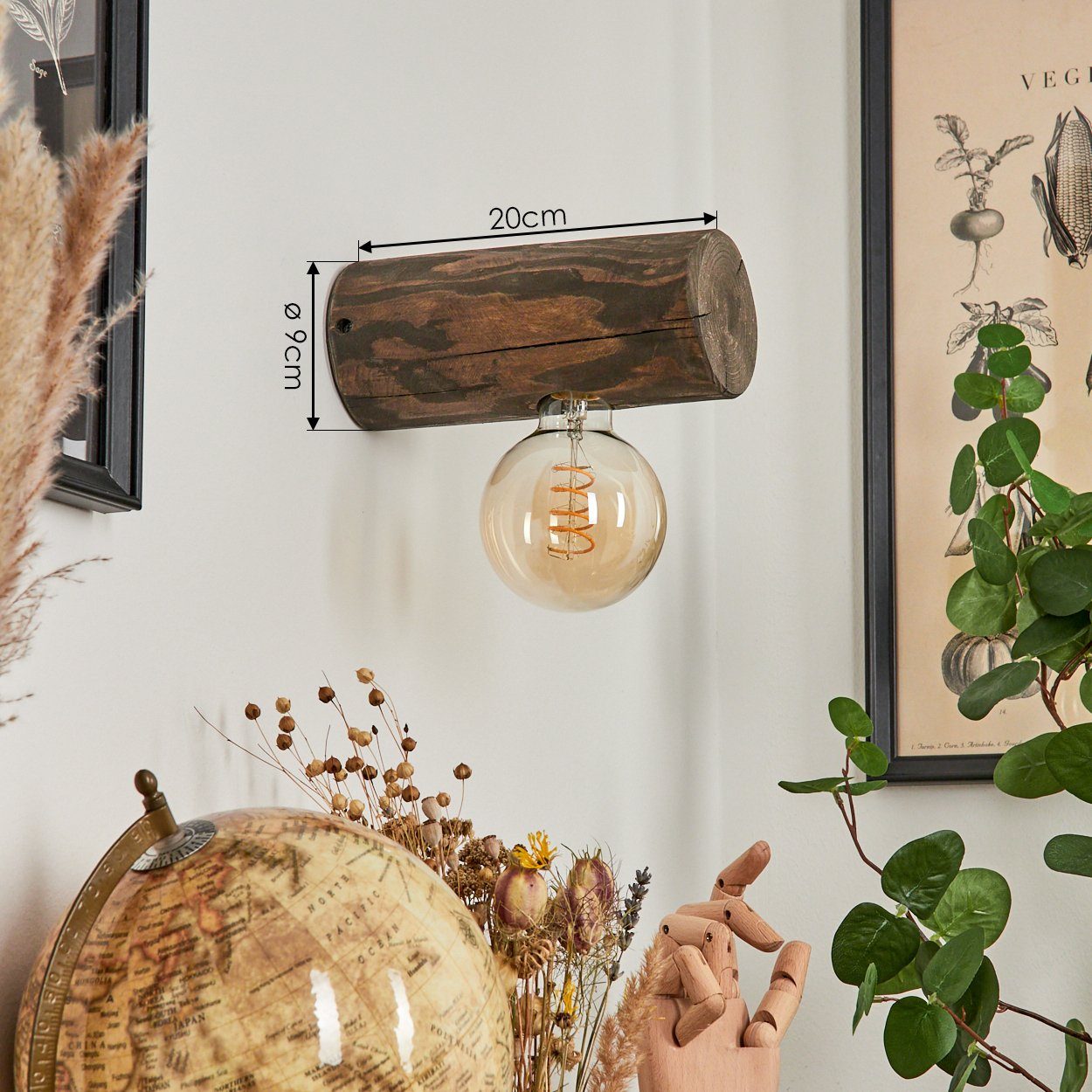 Moderne Holz Style in Skandinavischen Natur, aus 1xE27, Wandlampe Wandleuchte Leselampe Leuchtmittel, hofstein »Pontinvrea« im ohne