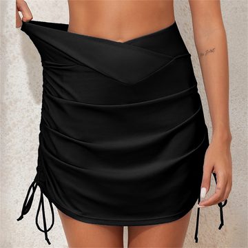 AFAZ New Trading UG Shorts Einfarbige Sommer-Badehose für Damen mit hoher Taille Schwarz Badeshorts mit plissiertem String-Bikini
