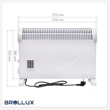 BROLLUX Heizgerät Elektroheizung, 2000 W, 2000W Konvektor Heizung mit Lüfter programmierbar Zeitschaltuhr