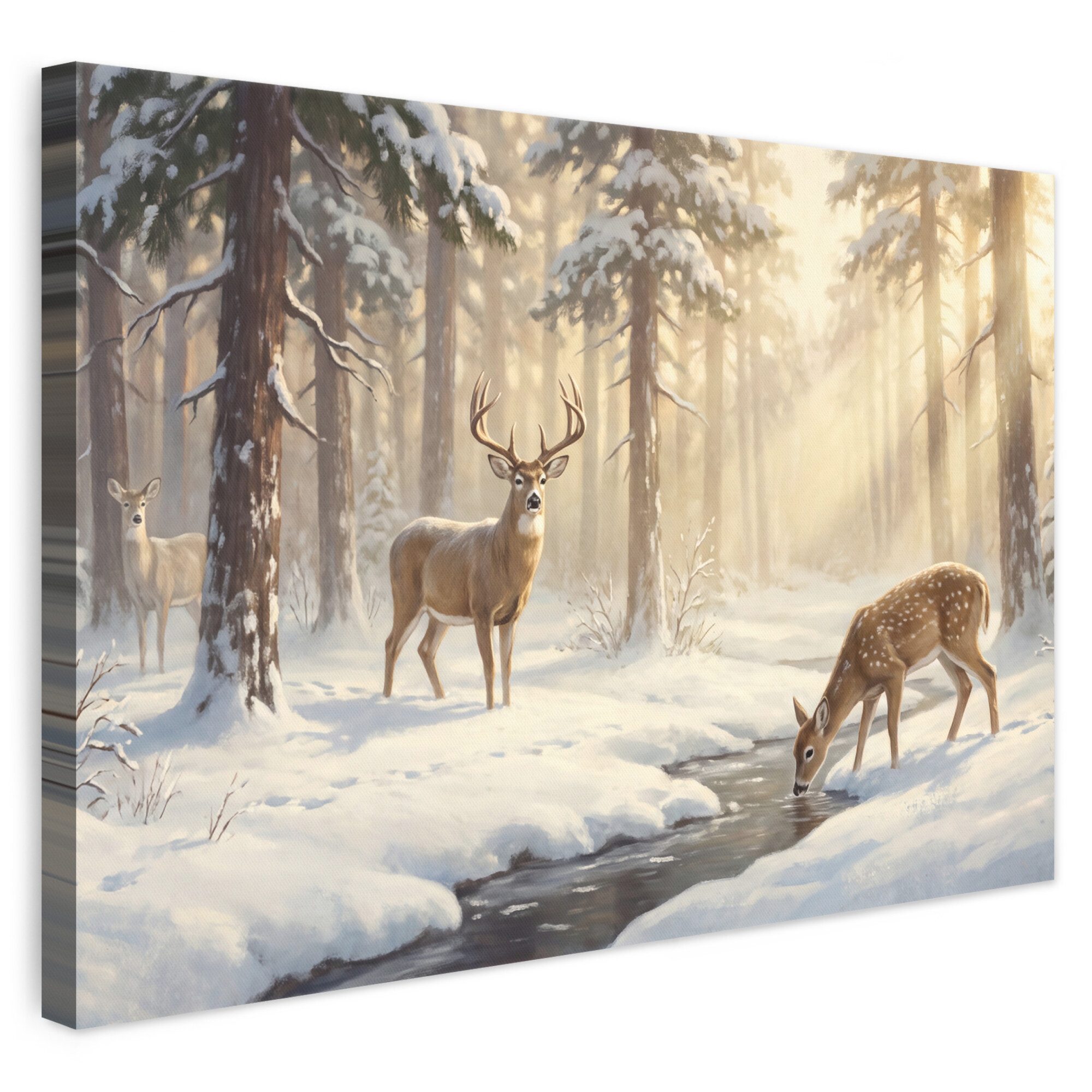 OneMillionCanvasses® Leinwandbild Tiere – Schnee – Natur, Fotodruck (1 St), Leinwand Bilder Klein, Wand Dekoration Aesthetic 30x20 cm