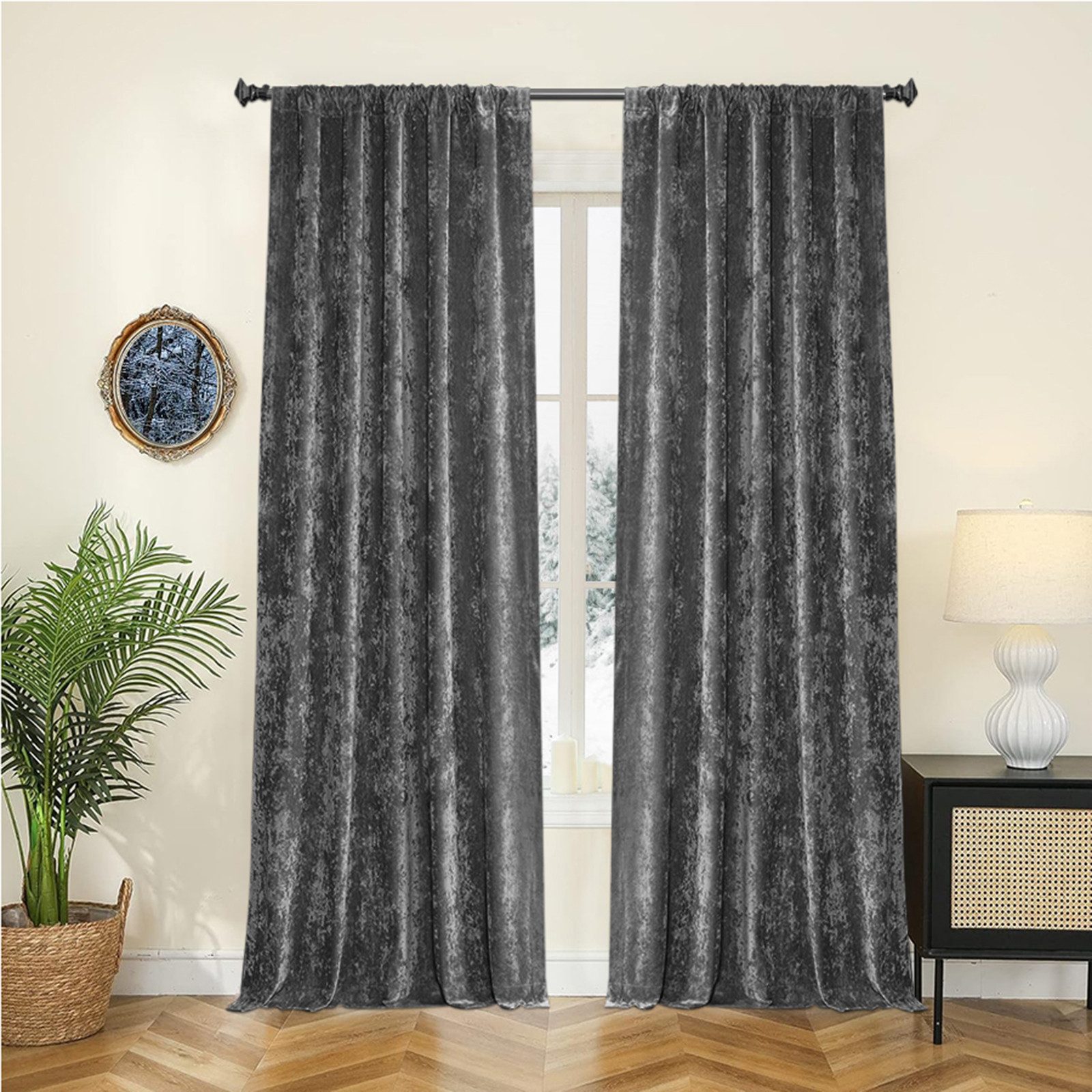 Rosnek Gardine Samtvorhang Thermovorhang Lichtreduzierend Wärmeschutz Gardine (2 St), Samt Optik, 3 Farben, für Wohnzimmer Schlafzimmer Büro